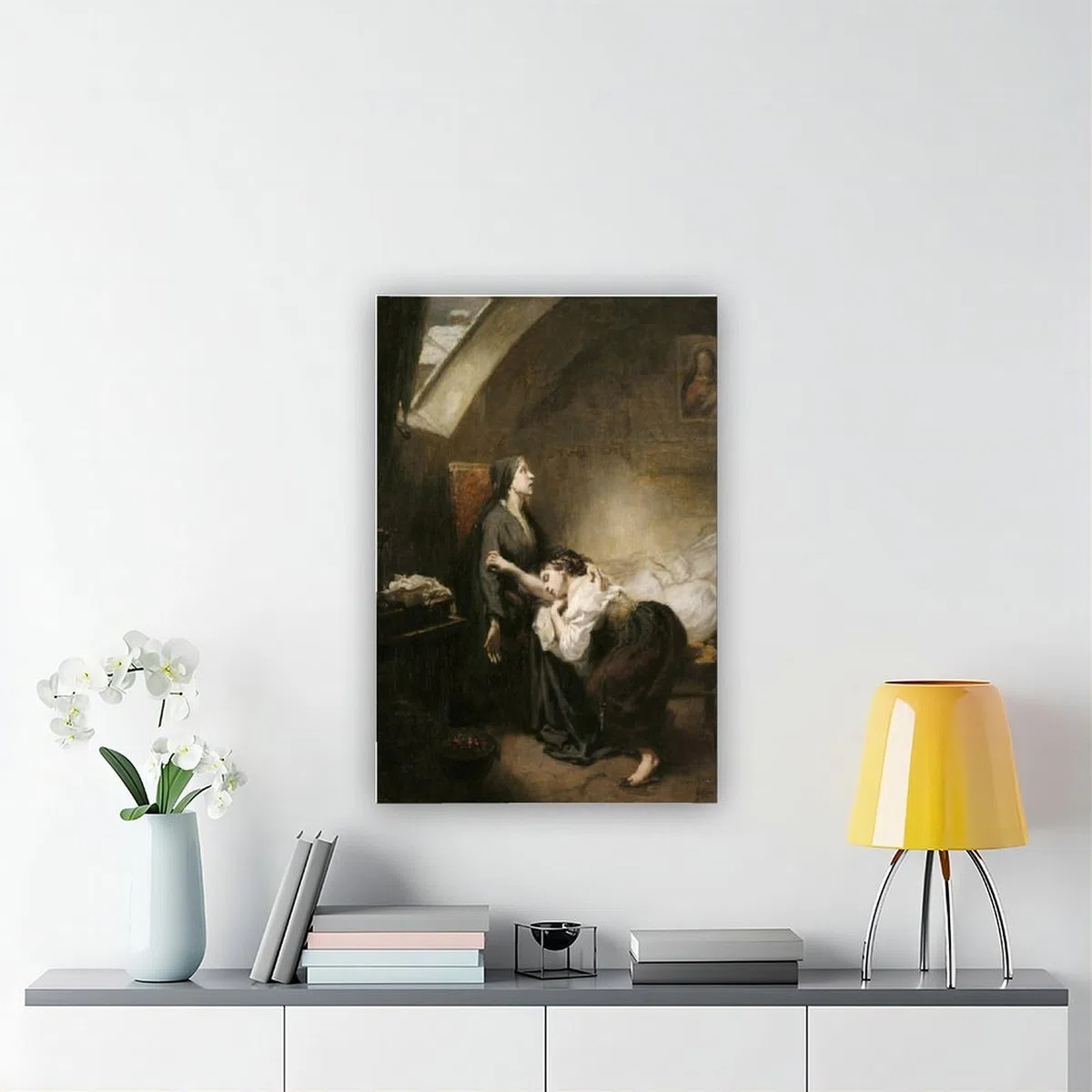 ANFOTCM Octave Tassaert, niefortunna rodzina lub samobójstwo, płótno druk artystyczny plakat do domu, szkoły, biura, dekoracja 24 x 36 cali (60 x 90 cm)