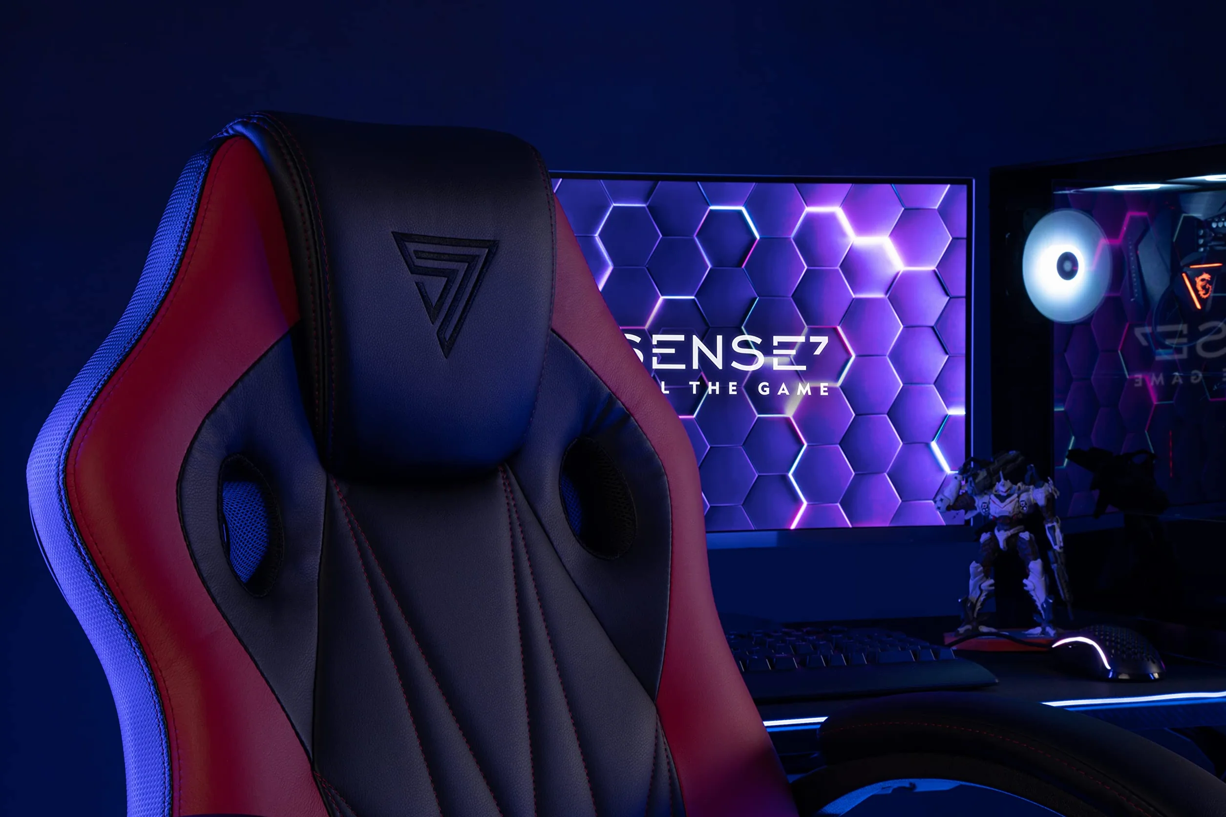 Sense7 Prism Fotel Gamingowy, Sztuczna Skóra, Czarny, 119x62x58
