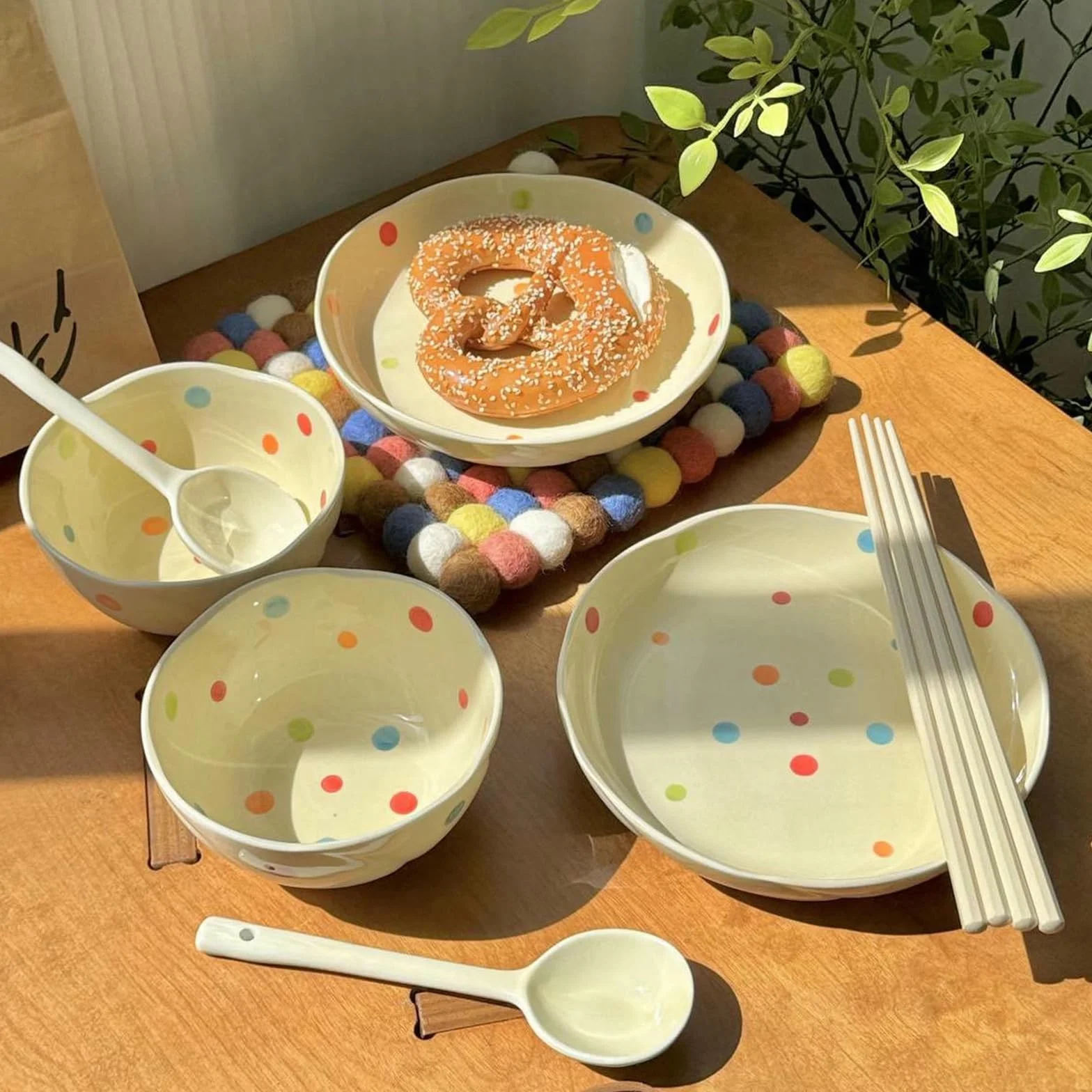 Ceramiczna kolorowa bąbelkowa podszkliwna kolorowa miska do zupy domowe wykwintne talerze wysokotemperaturowe - [2] 20 cm talerze