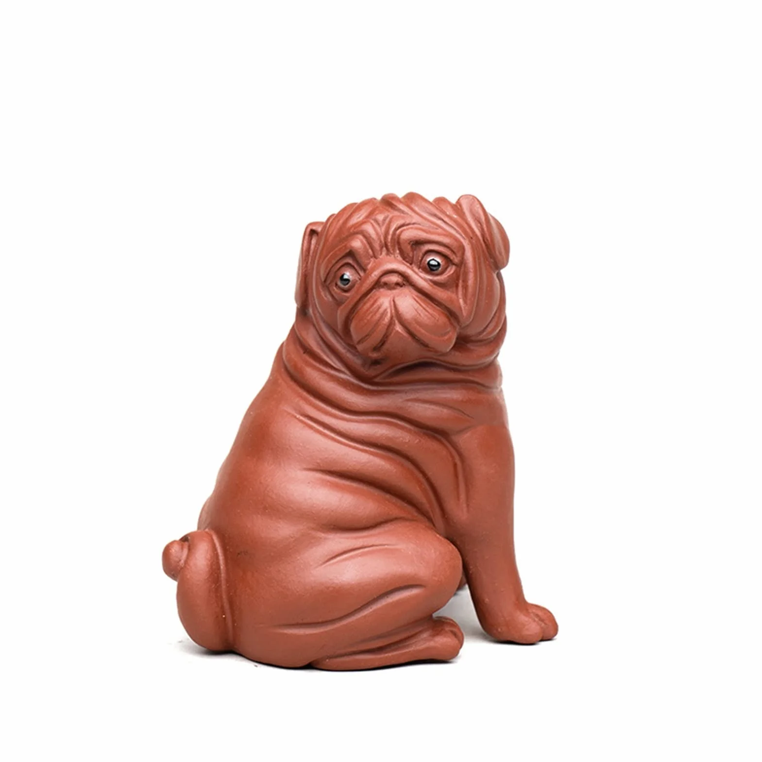 Fioletowy gliniany herbata zwierząt domowych psów statua zwierząt herbaty figurki ozdoby ręcznie rzeźba domu herbata zestaw dekoracji sztuki Dekoracja Samochodu (Size : 7.3X6.3X10.5CM)