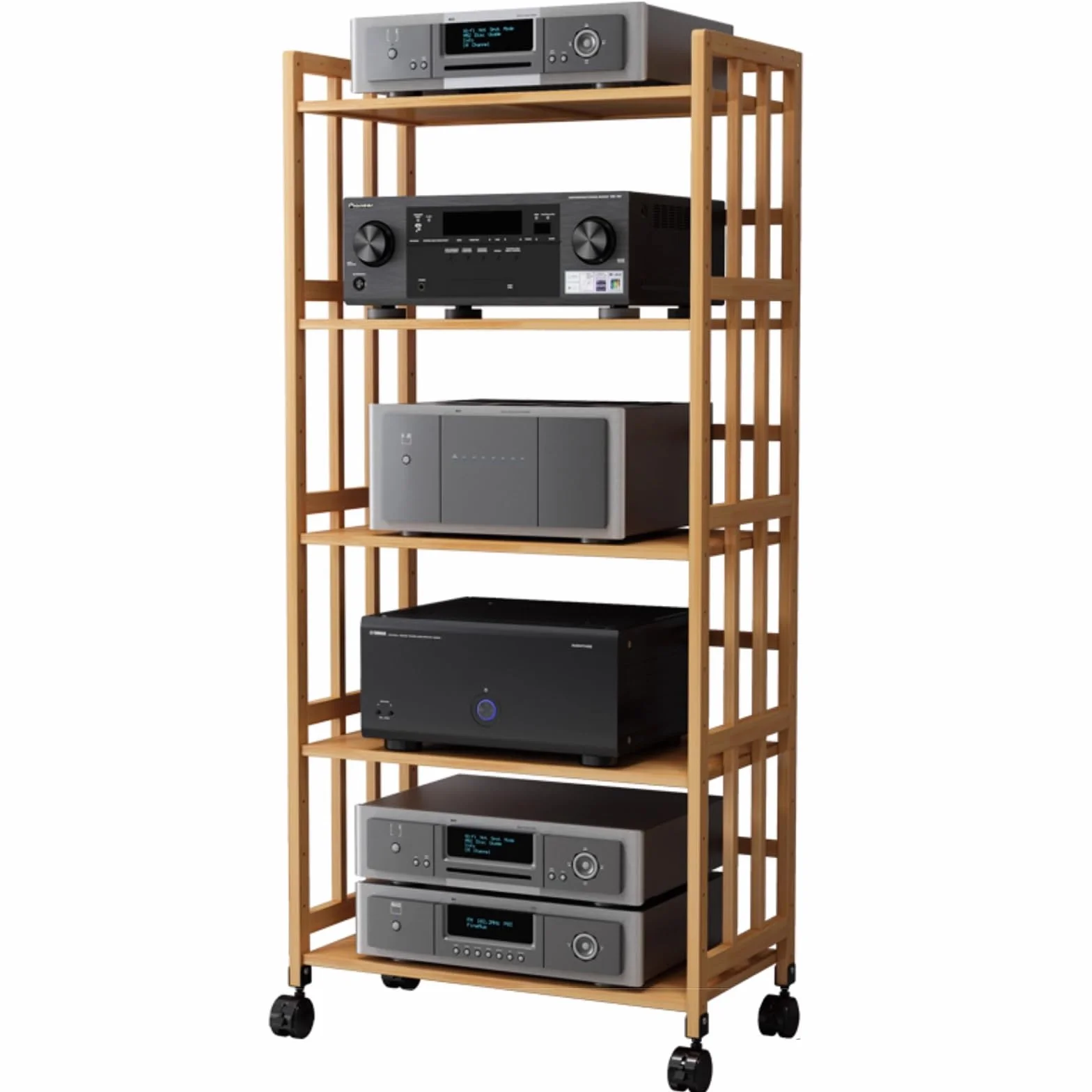 Regulowany stojak i szafka do przechowywania HiFi do telewizorów, odtwarzaczy DVD, puszek kablowych i płyt winylowych, 70 x 38 x 159 cm, idealne domowe centrum rozrywki i rozwiązanie do przechowywania