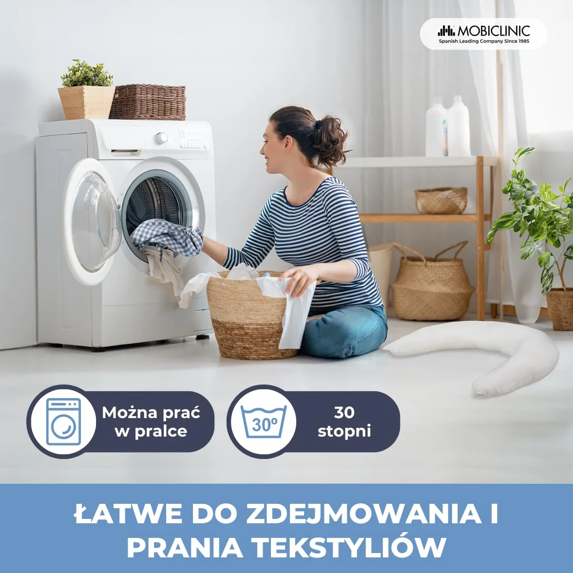 Mobiclinic®, Poduszka do Karmienia Piersią XXL, 3 w 1, Poszewka 100% Bawełny, 150 Cm, Regulowane Paski, Wielofunkcyjna, Aura, Zdejmowana i Nadająca się do Prania, Wielopozycyjna, Nadruk Vichy