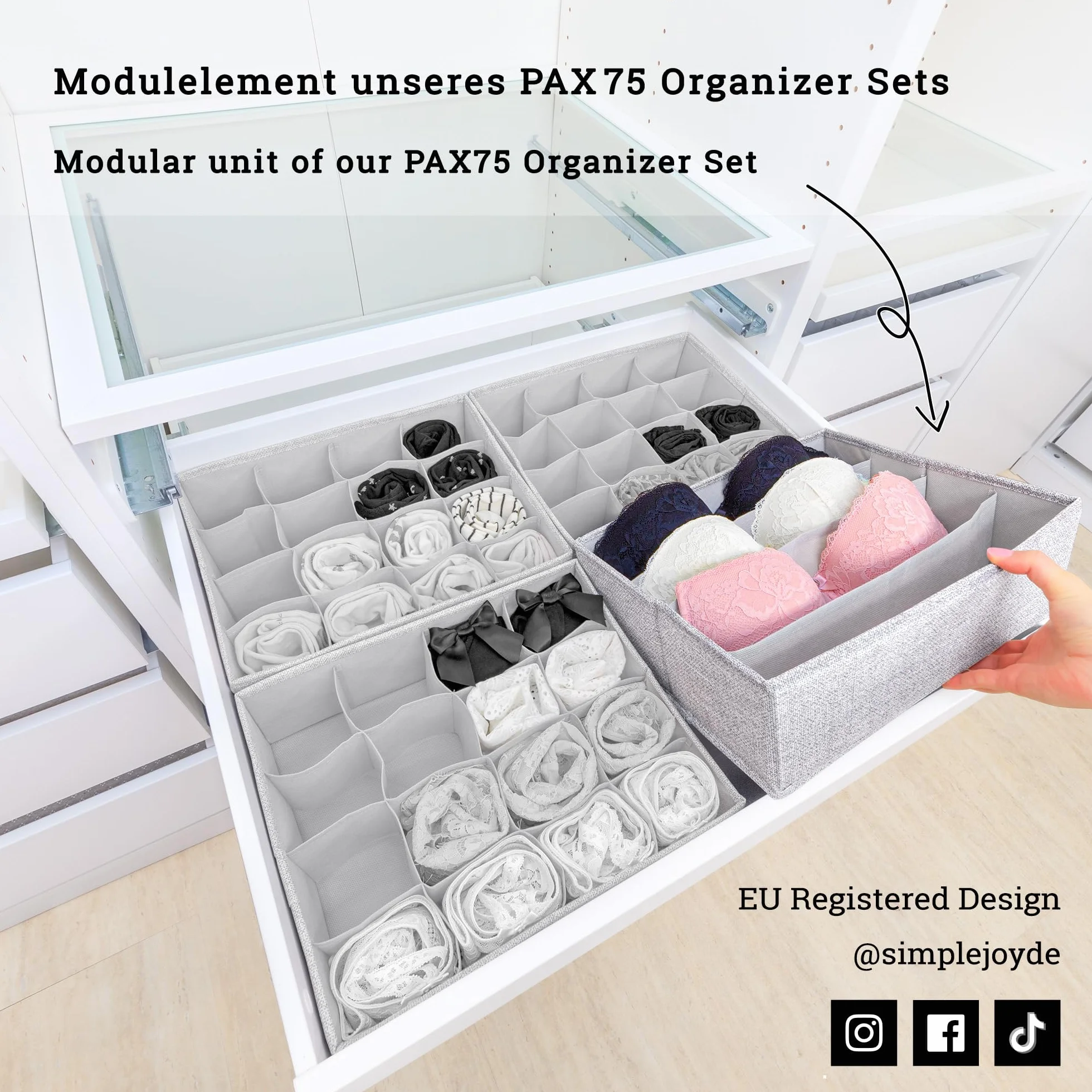 SIMPLE JOY Organizer do biustonoszy do szafy Ikea PAX 75
