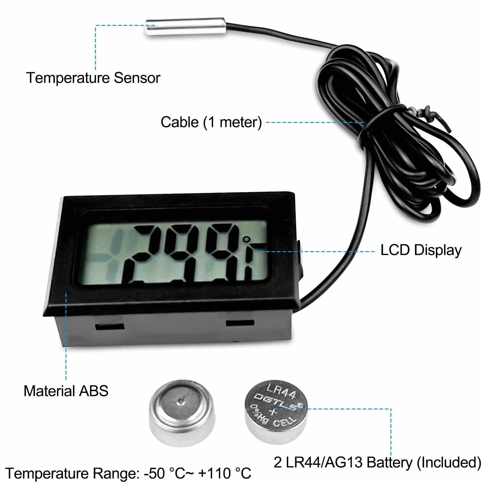 Gvolatee 5 sztuk Cyfrowy termometr LCD