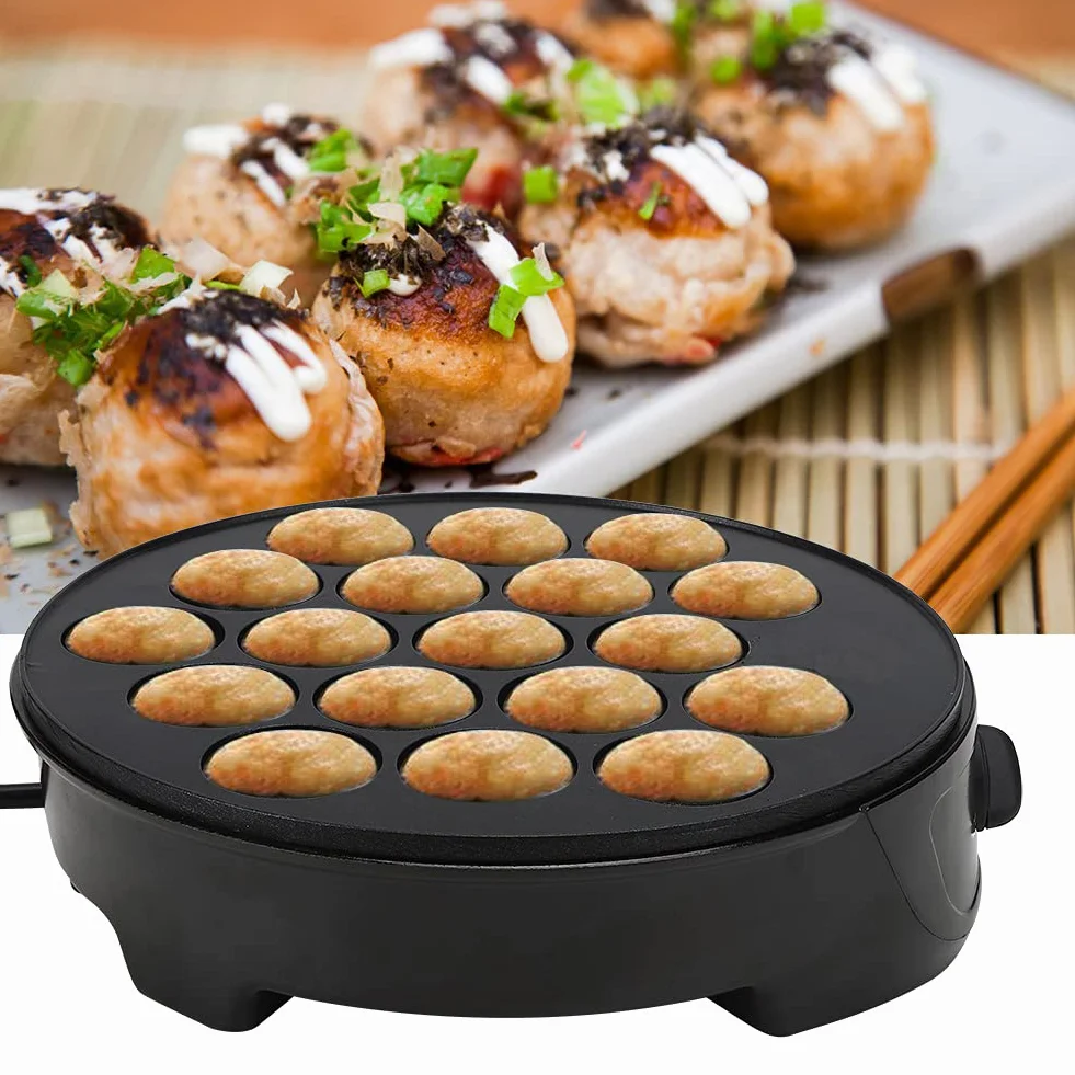 Wakects Elektryczna maszyna do takoyaki, 18 otworów, nieprzywierająca, kuchenna, elektryczna maszyna do produkcji japońskich takoyaki, otwór 4 cm, 50-60 Hz (UE)