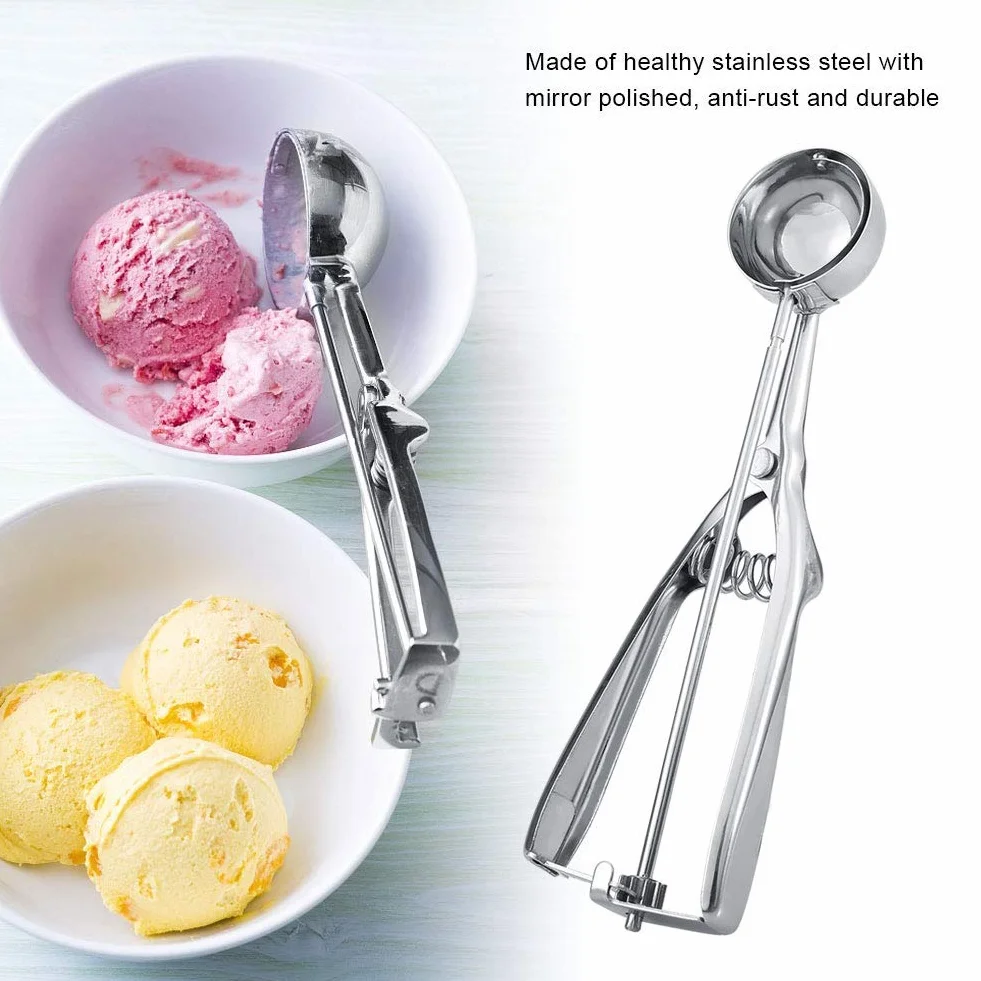 Praktyczna łyżka do lodów ze stali nierdzewnej Gadżety kuchenne do lodów Scoop Trigger (6CM)