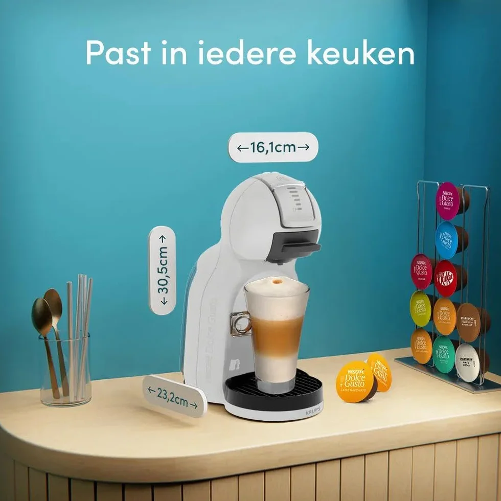 Krups Nescafé KP123BAS Dolce Gusto MiniMe, Automatyczny ekspres do kawy na strączki, 15 bar pod ciśnieniem, Pojemność 0,8 l, Kompaktowy, Automatyczne zatrzymywanie, Czarny