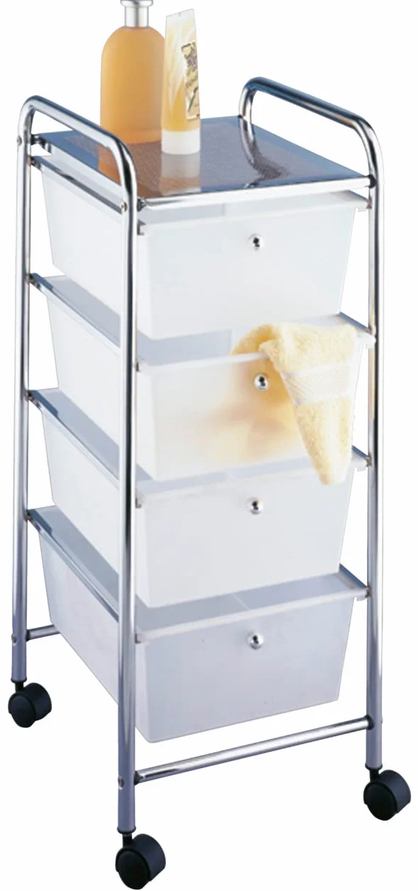 WENKO Wózek Messina z 4 szufladami łazienkowy stal 33 x 80,5 x 39 cm biały