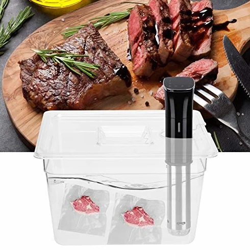 Pojemnik Sous Vide Składany na Zawiasach 11 L z pokrywką do Kuchenki Precyzyjnej, Skalibrowane Znaczniki Ułatwiające kontrolę, Trwały materiał PC do Szybkiego Nagrzewania,