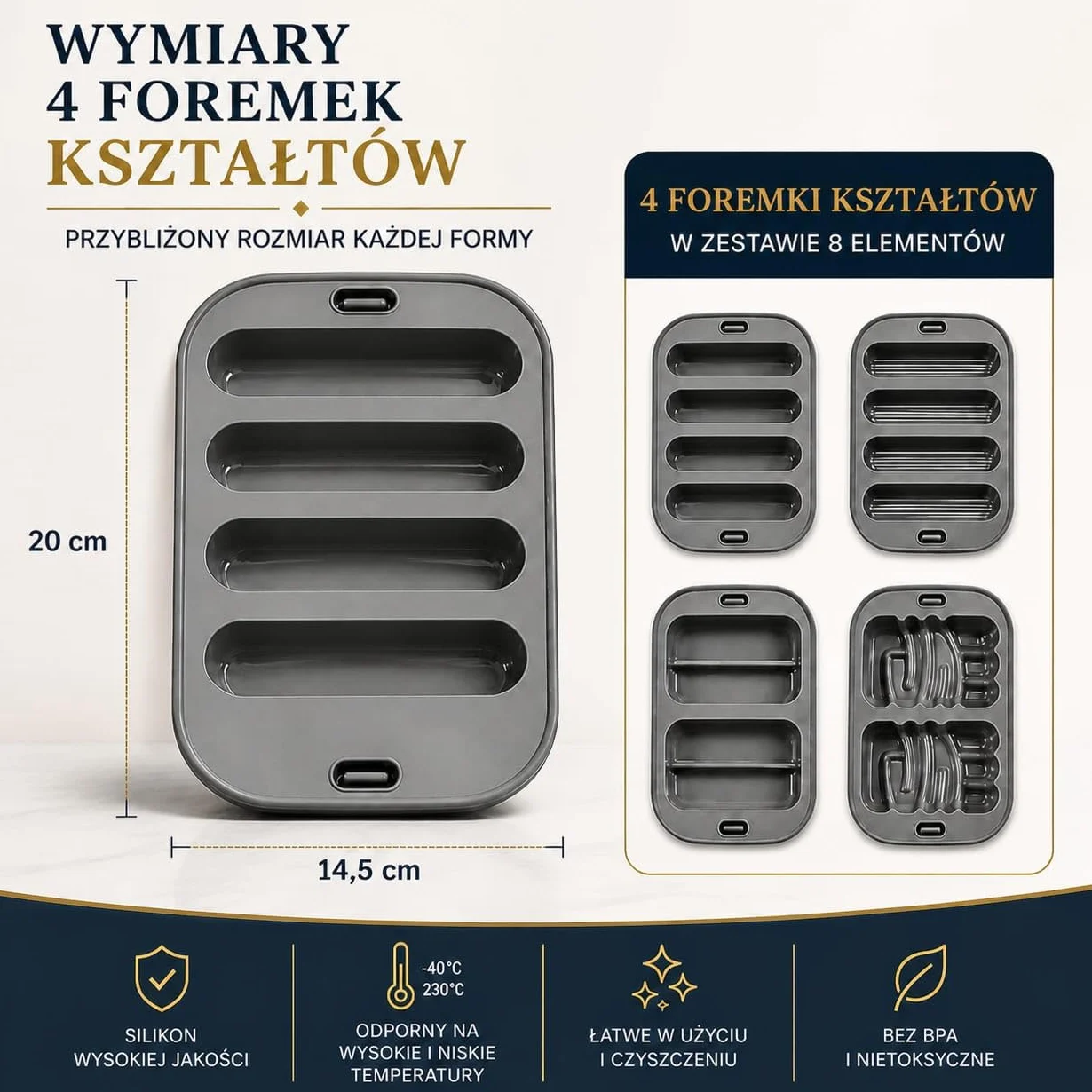 Zestaw 8 akcesoriów do frytkownicy beztłuszczowej Cosori TwinFry 10L | 3 foremki z dnem o łagodnych falach, 4 foremki o różnych kształtach i 2-poziomowa kratka S304, do zmywarki, do 230°C