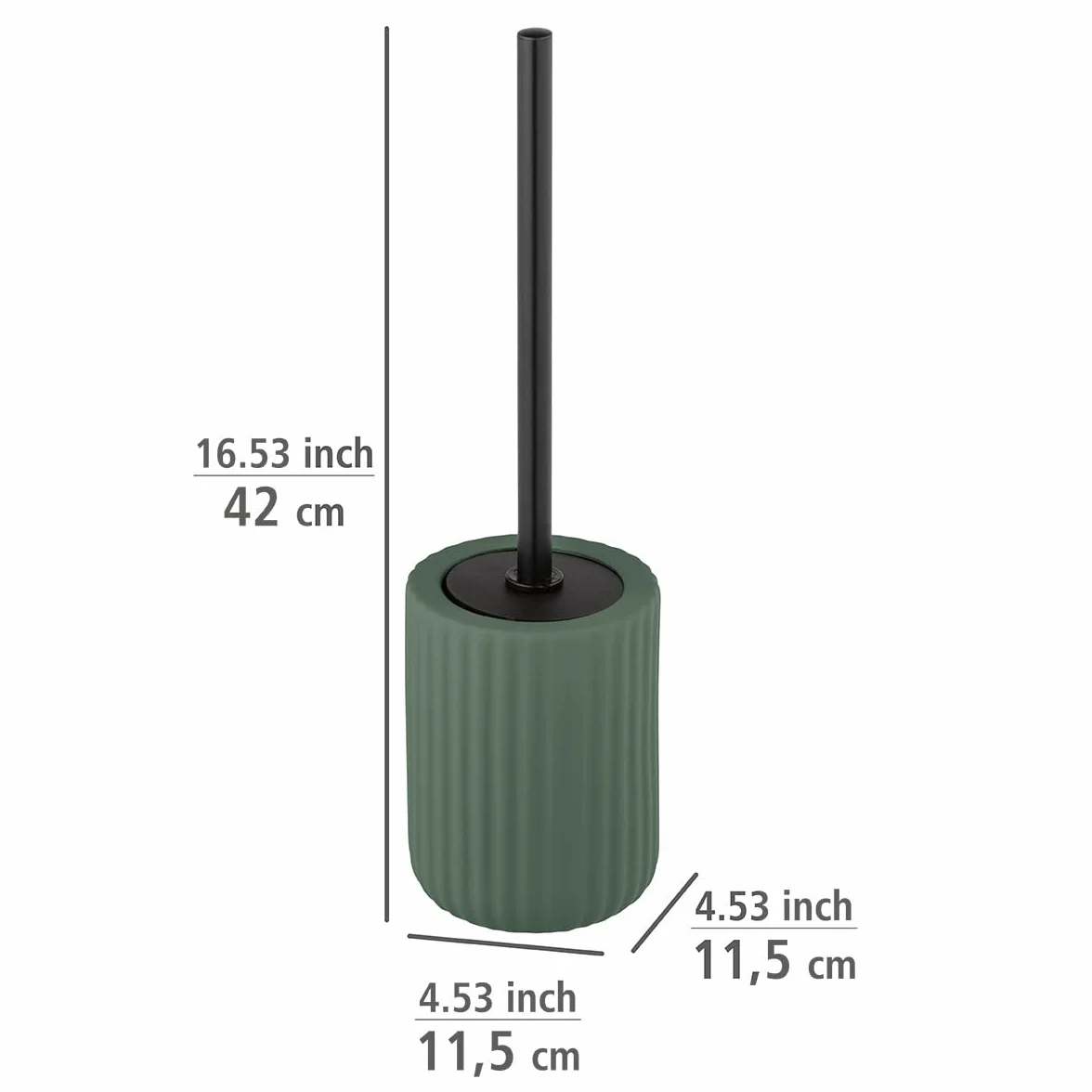 WENKO Zestaw Belluno zielony ceramiczny uchwyt na szczotkę do WC, 11,5 x 42 x 11,5 cm