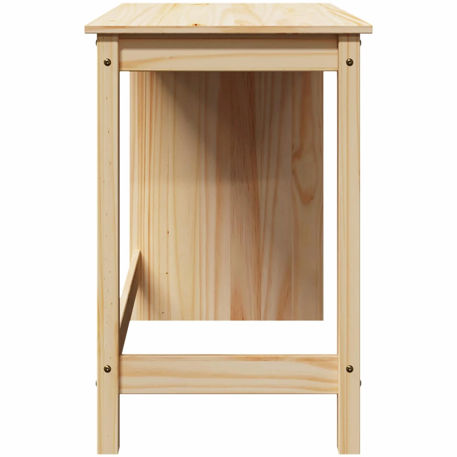 Biurko brązowe, lite drewno sosnowe, 112 x 50 x 75 cm, prostokątne, do domu, biura, gabinetu, laptopa, PC, ergonomiczne, z półką