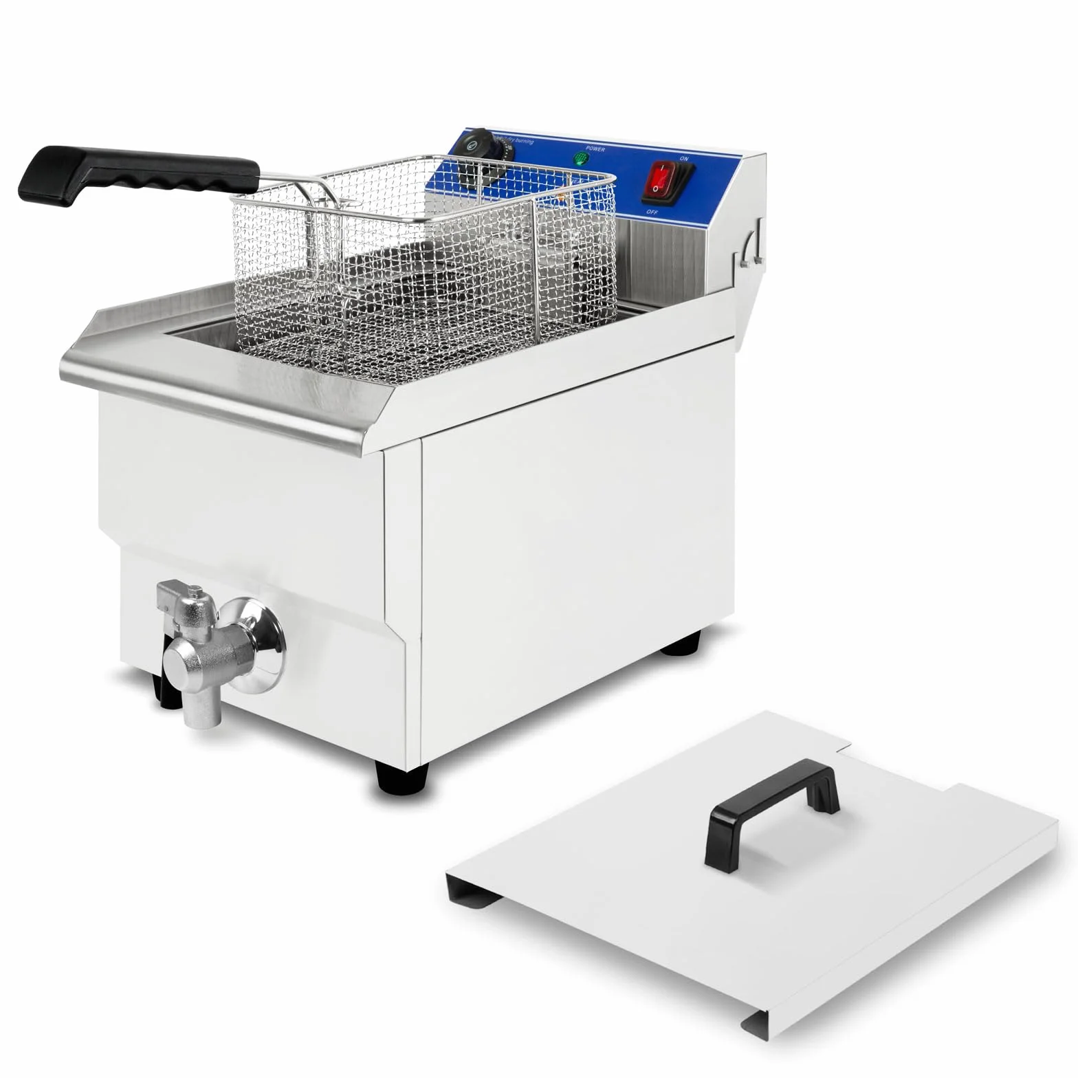 VERTES Frytkownica 10L, 3000 W, temperatura regulowana do 250°C, zasilanie elektryczne 230V, pojemność oleju 8,5 litrów, zasada zimnej strefy, kosz do smażenia, funkcja resetowania, stal nierdzewna