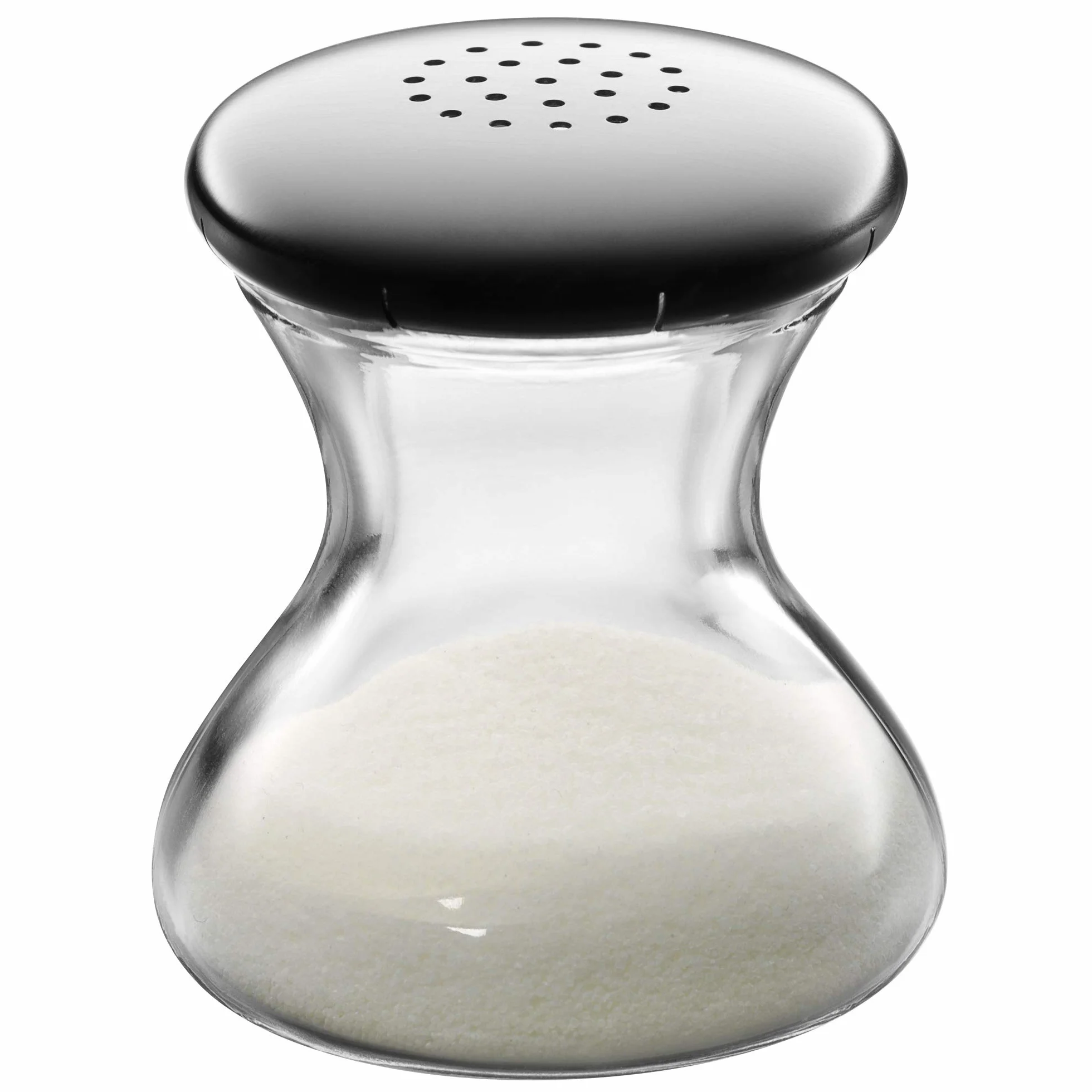 WMF Wagenfeld solniczka 4,5 cm, Max i Moritz, szkło, stal nierdzewna Cromargan, matowana, nadaje się do mycia w zmywarce