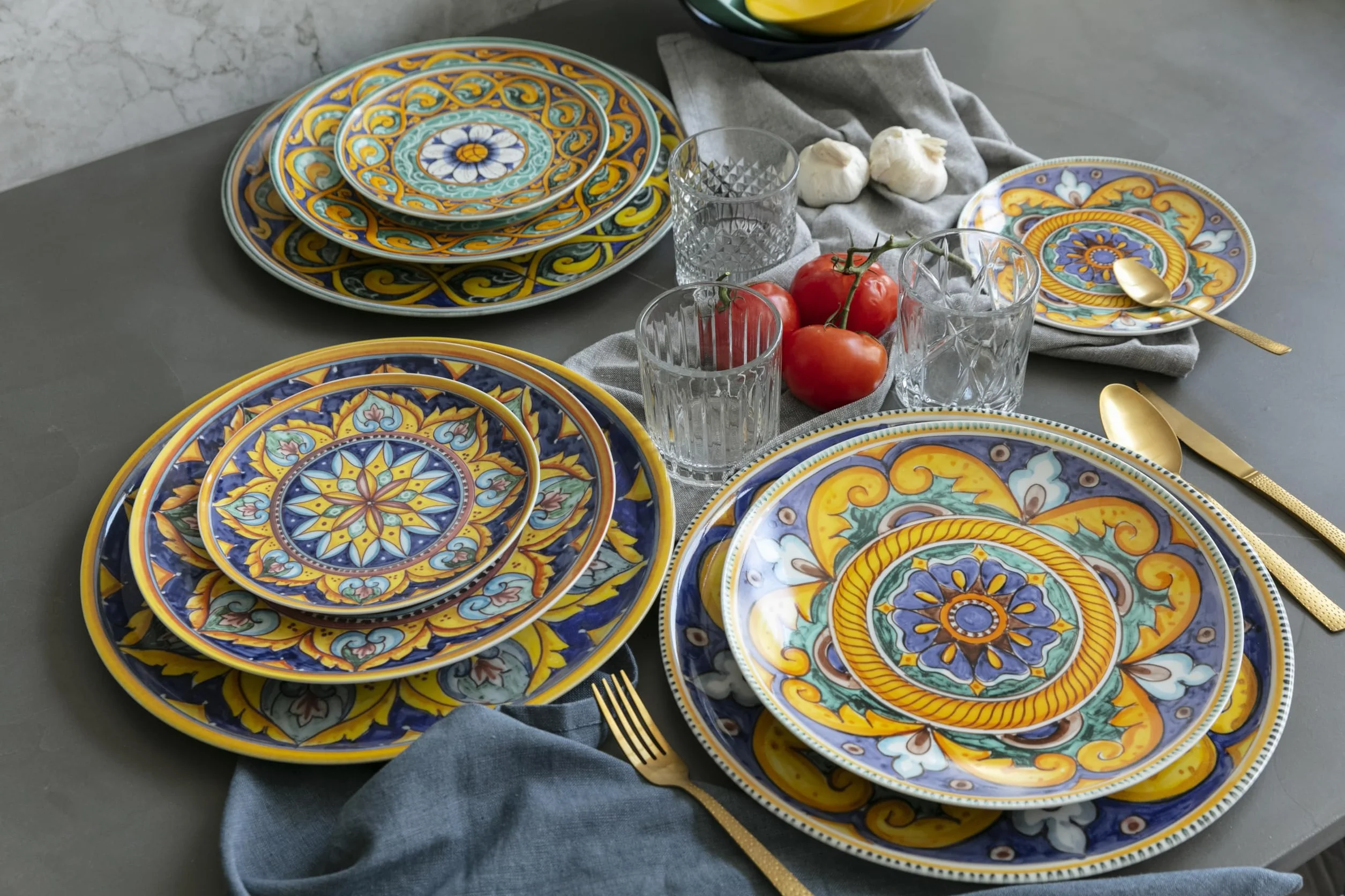 Villa d'Este Home Tivoli Zestaw 3 talerzy do pizzy, 33 cm, z kamionki (Made in Italy)
