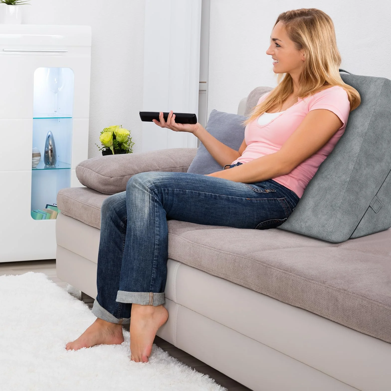 COSTWAY Poduszka klinowa z pianki memory foam, ergonomiczna do czytania i na nogi