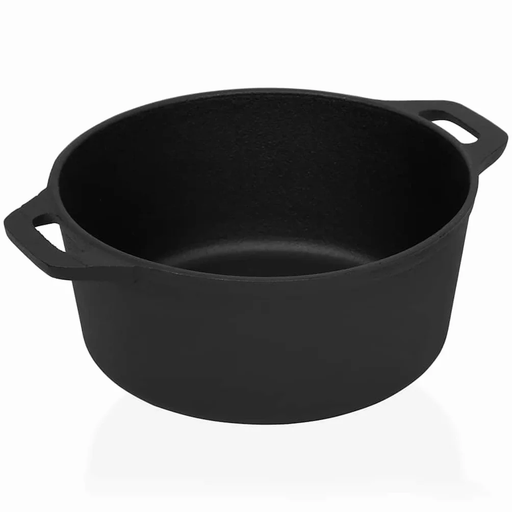 Żeliwny garnek do gotowania Ø 26,5 cm, 5 l, ze szklaną pokrywką, do kuchenek indukcyjnych, elektrycznych, do duszenia mięsa, odporny na działanie piekarnika, czarny