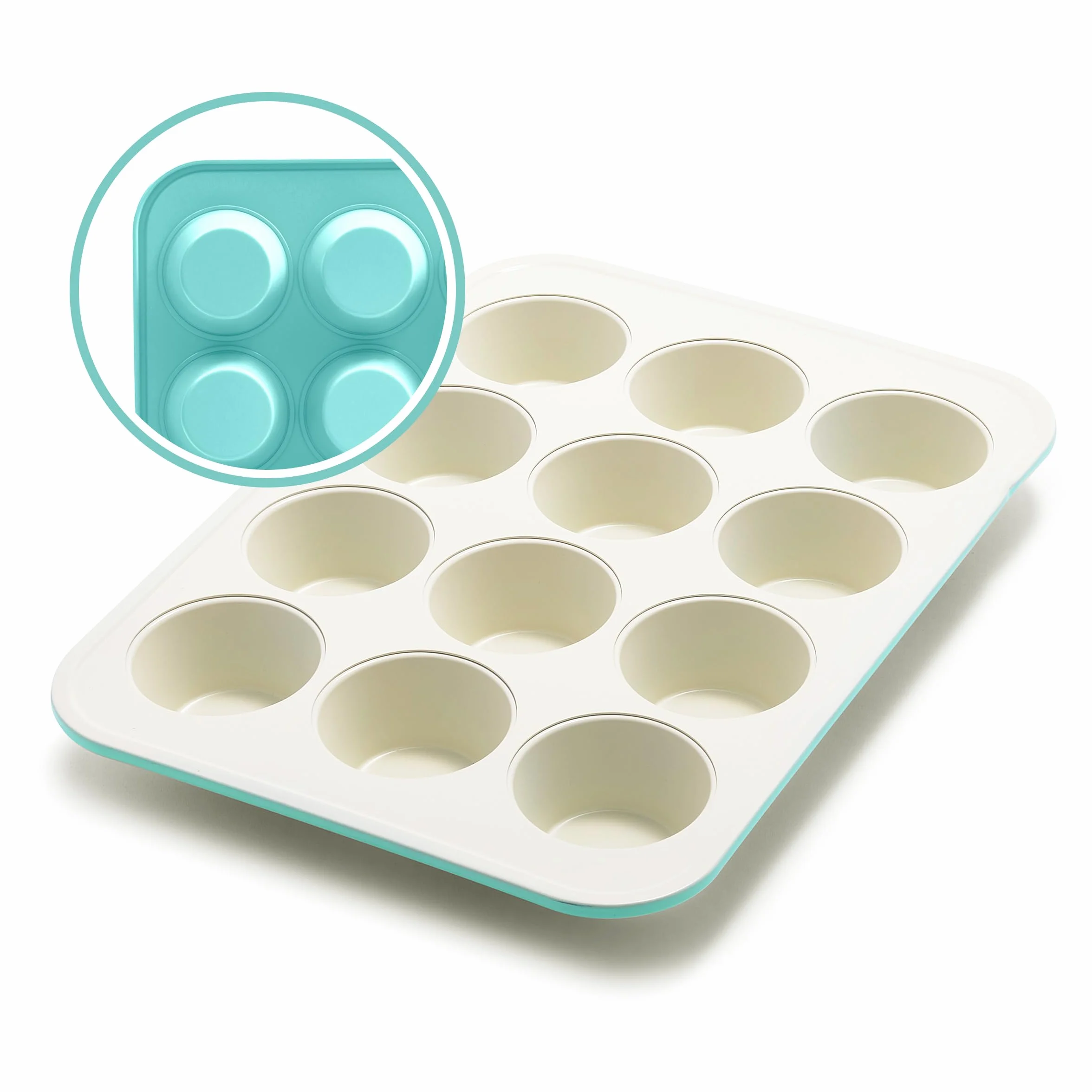 GreenLife Nieprzywierające Ceramiczna Muffin Taca, 12 szklanki, turkusowy