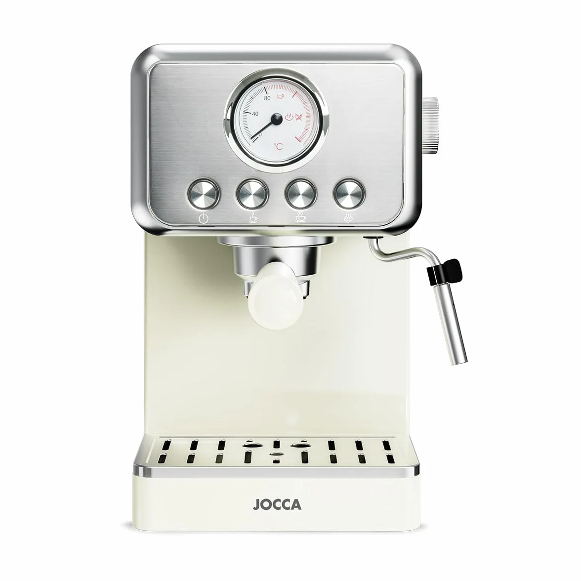 Jocca - Ekspres do kawy retro | 15 barów ciśnieniowych | Wyjmowany zbiornik na wodę 1,7 l | filtr na 1-2 filiżanki (40/80 ml) | wyjmowana taca ociekowa | ochrona przed przegrzaniem | 1400 W