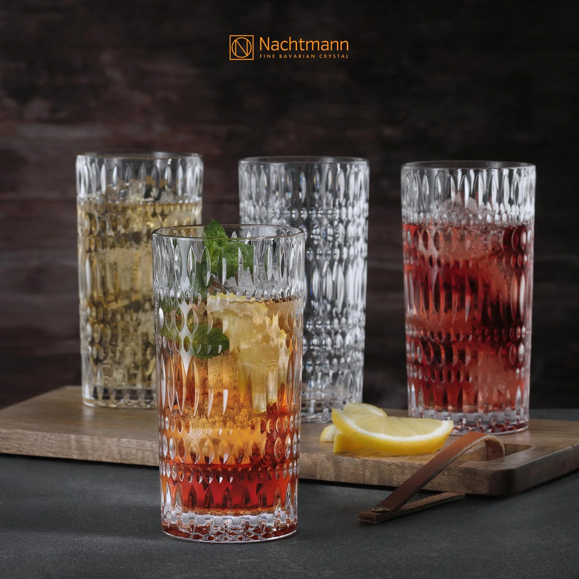 Nachtmann 4-częściowy zestaw szklanek do long drinków, szklanki koktajlowe, szkło kryształowe, 434 ml, Ethno, 104250