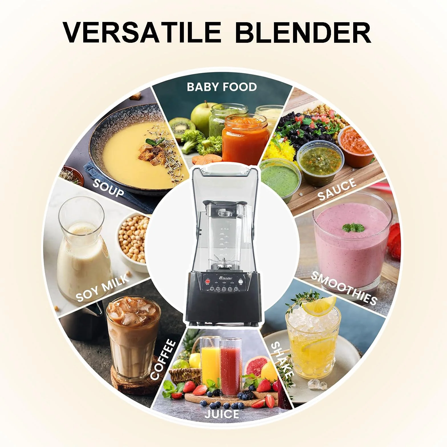 Profesjonalny Blender Do Smoothie Z Obudową Dźwiękoszczelną,Z Samoczyszczącym Systemem Ostrzy 4d Do Kruszenia Lodu, Koktajli I Puree,Konstrukcja Z Otworem Wlotowym, Idealny Do Sklepu I Użytku Domowego