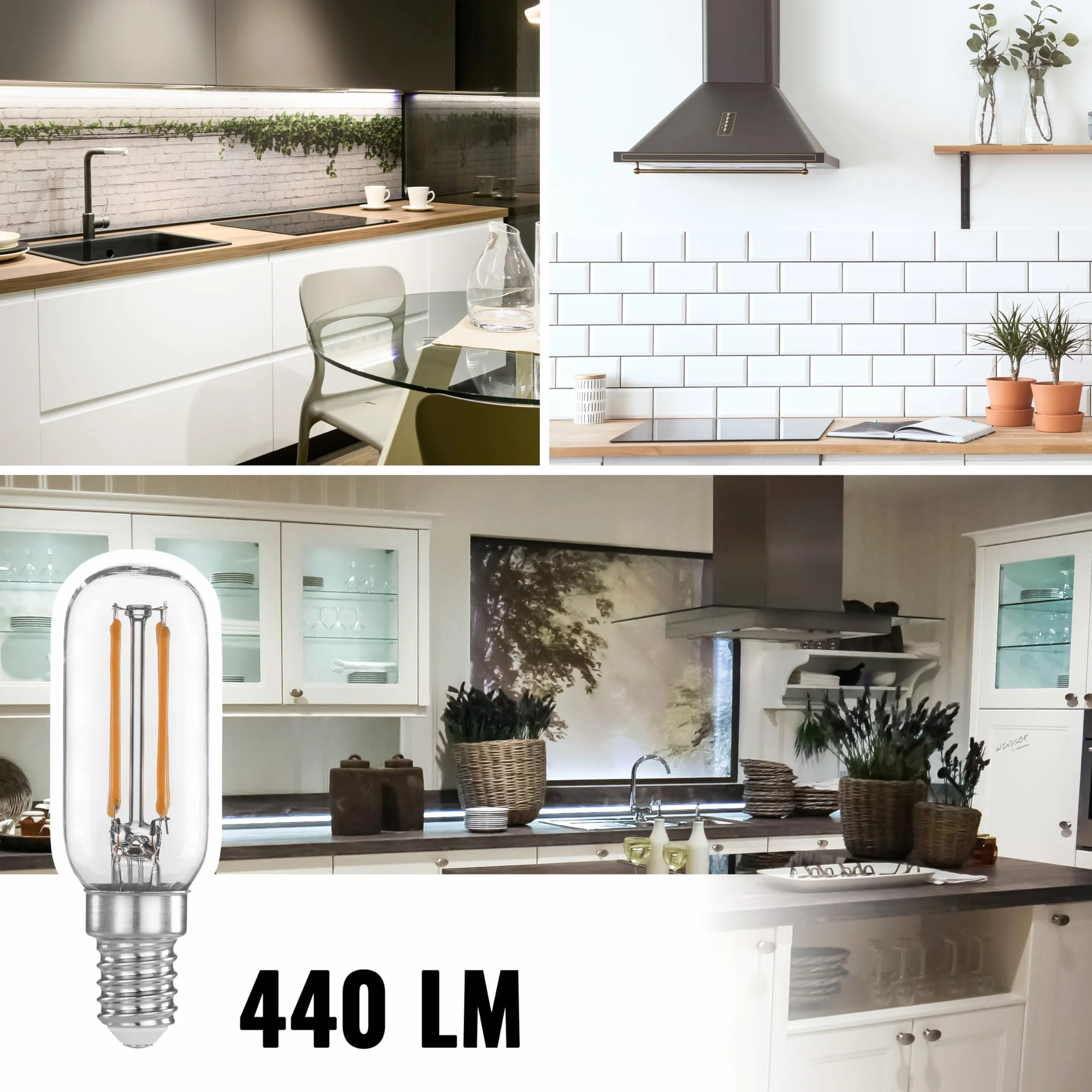 Poppstar żarówki LED do okapów, pochłaniaczy, wyciągów kuchennych (E14, 4W, 440 lm (40W), 2700K ciepła biel), 2 sztuki