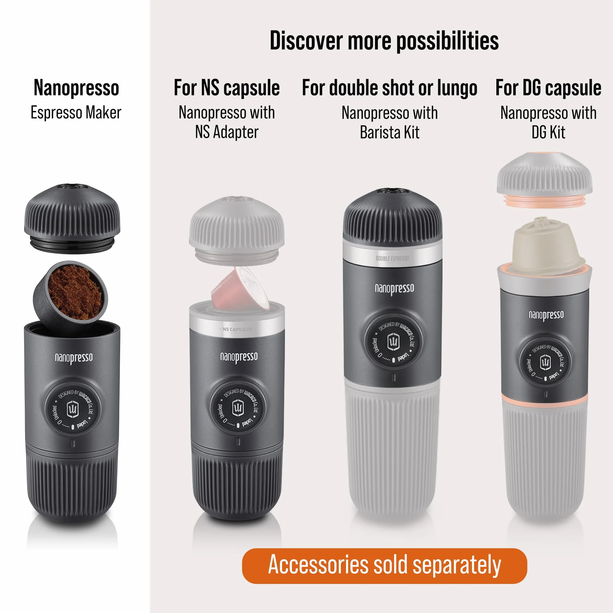 WACACO Nanopresso Przenośny ekspres do kawy z S-Case, czarny