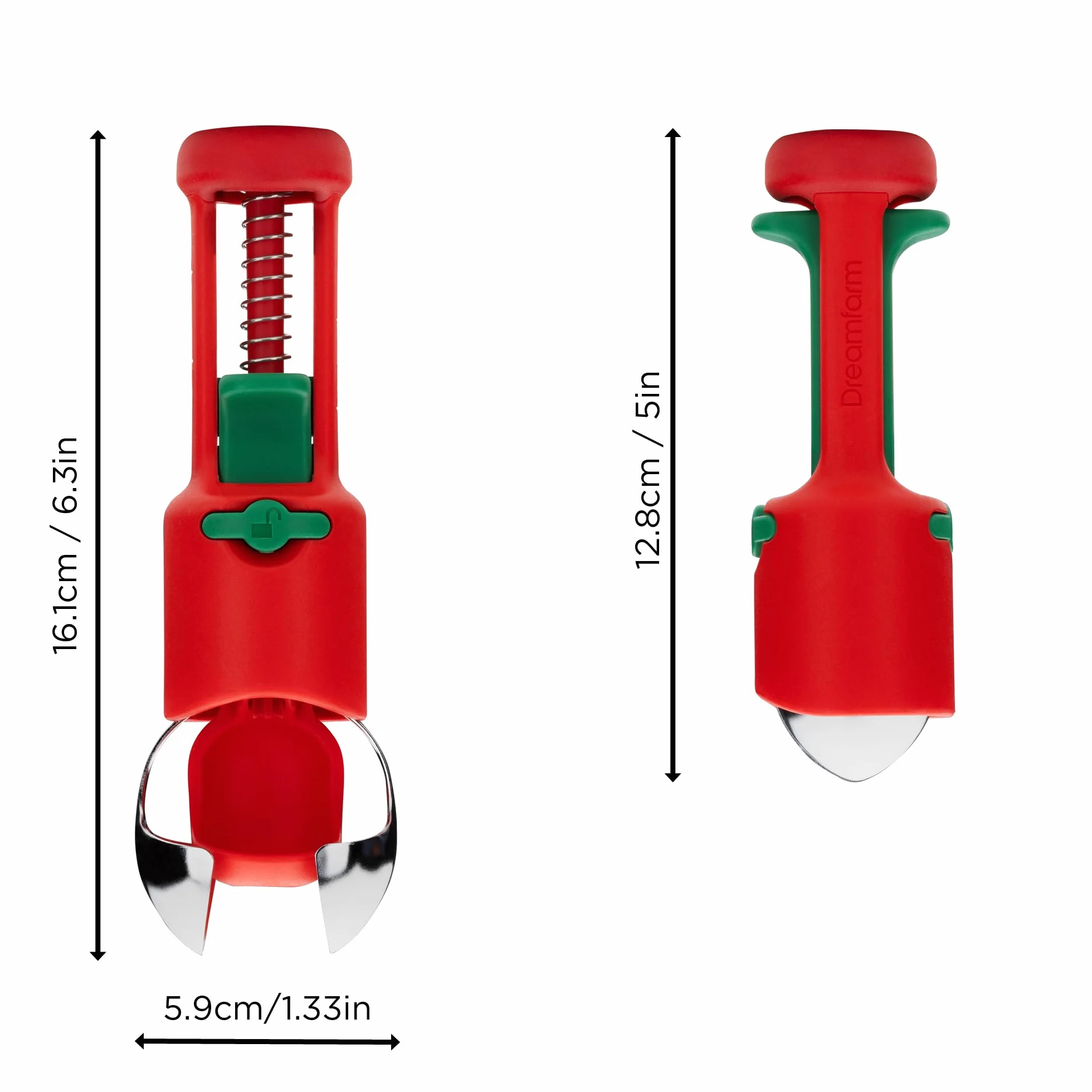 Dreamfarm Hullapit 3 w 1 Fast & Easy Strawberry Huller, Cherry Pitter & Olive Pitter - Czerwony/Zielony