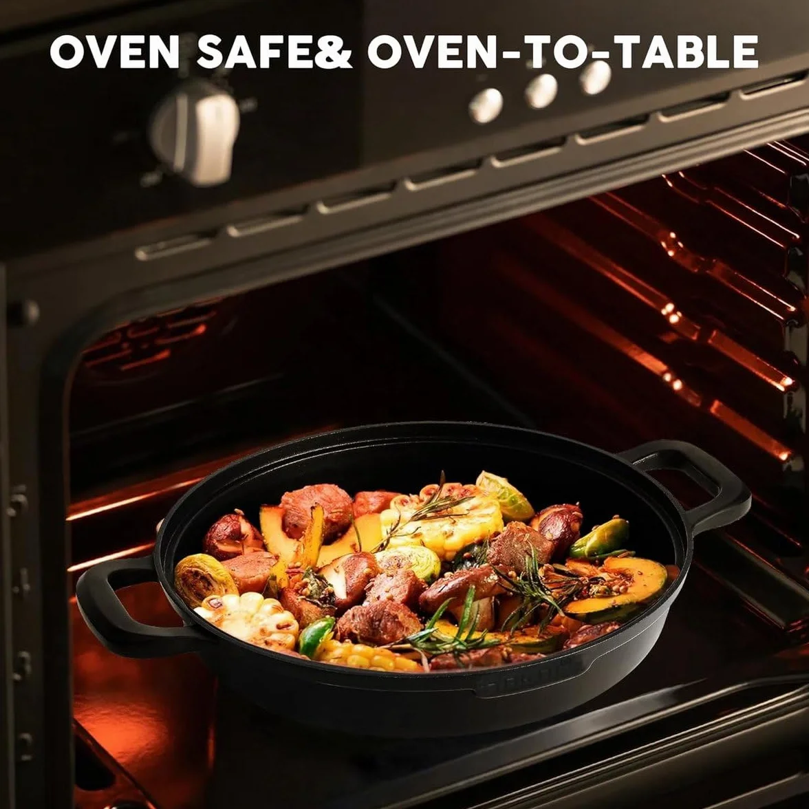 Tajine Saffron 30 cm Non-stick PFOA free czarny z rękawicami i filcem