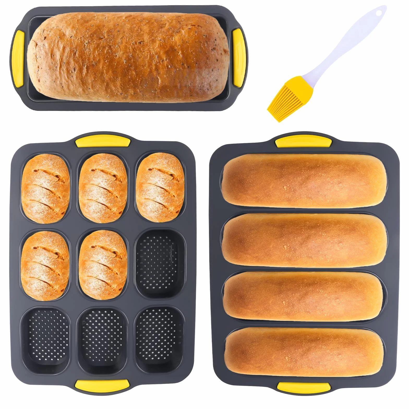 Forma do pieczenia bagietek 3 sztuki z powłoką zapobiegającą przywieraniu