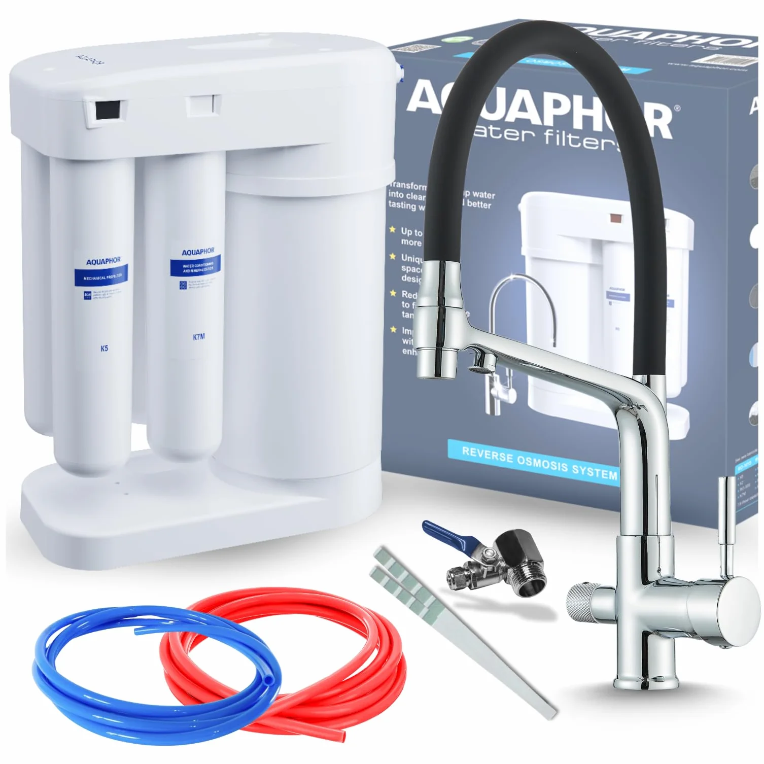 Zestaw Filtr wody pitnej Aquaphor Morion 101S RO + BATERIA kuchenna trójdrożna FLEXIBLE - CHROM