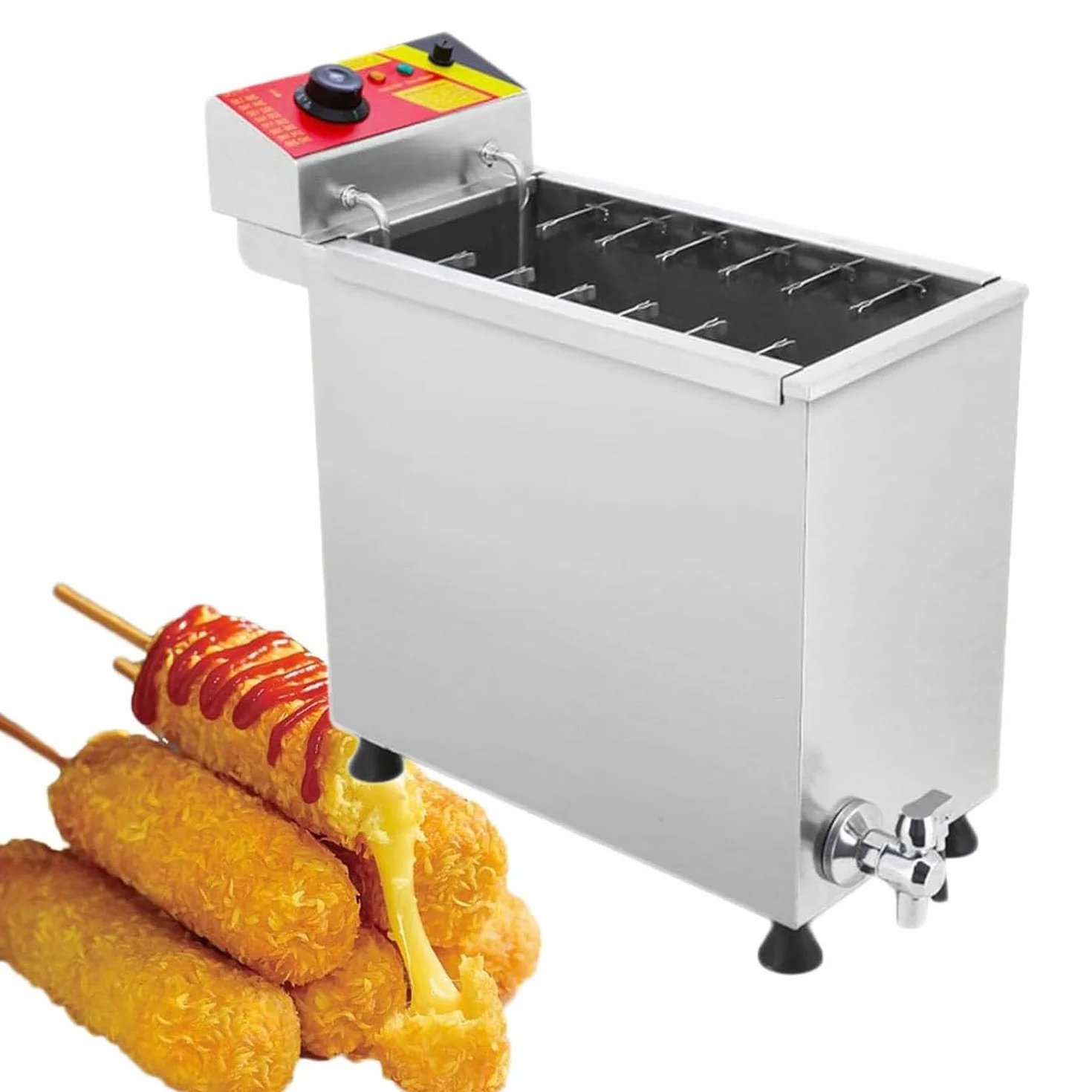 Frytkownica do Corn Dogów 25l, Maszyna do Smażenia Serowych Hot Dogów, Komercyjna Elektryczna Frytkownica, Maszyna do Robienia Corn Dogów, do Restauracji Domu Kuchni Sklepu