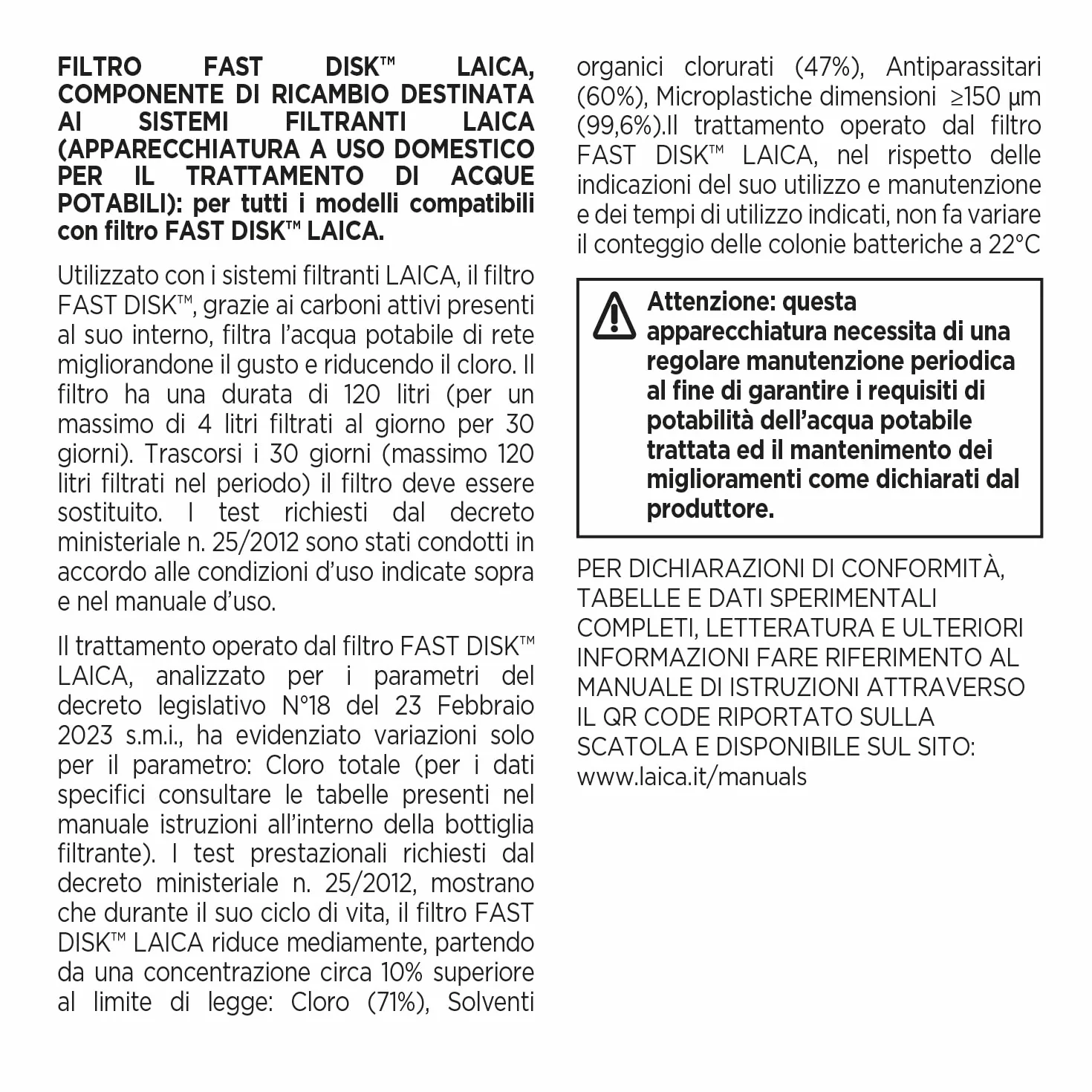 Laica Filtr Fast Disk do butelki z filtrem, opatentowany z węglem aktywnym, 100% Made in Italy, natychmiastowa filtracja, żywotność 1 miesiąc/120 l, 6 sztuk
