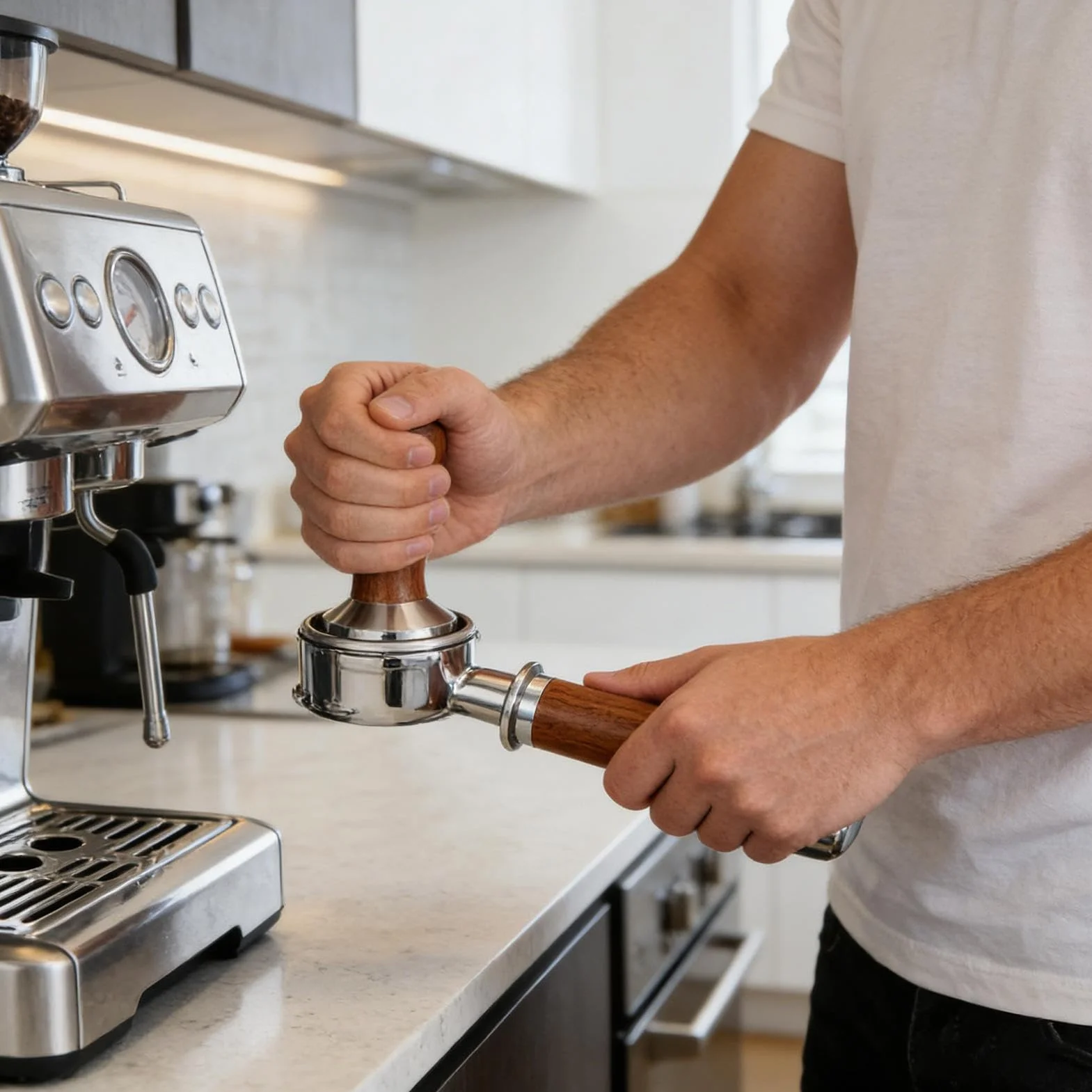 Uchwyt do espresso, 58 mm, bezdenny filtr portowy, akcesoria do kawy, ergonomiczny uchwyt do espresso, nadaje się do kawiarni, baru, kuchni, domowego biura, blatu roboczego, salonu i pomieszczeń