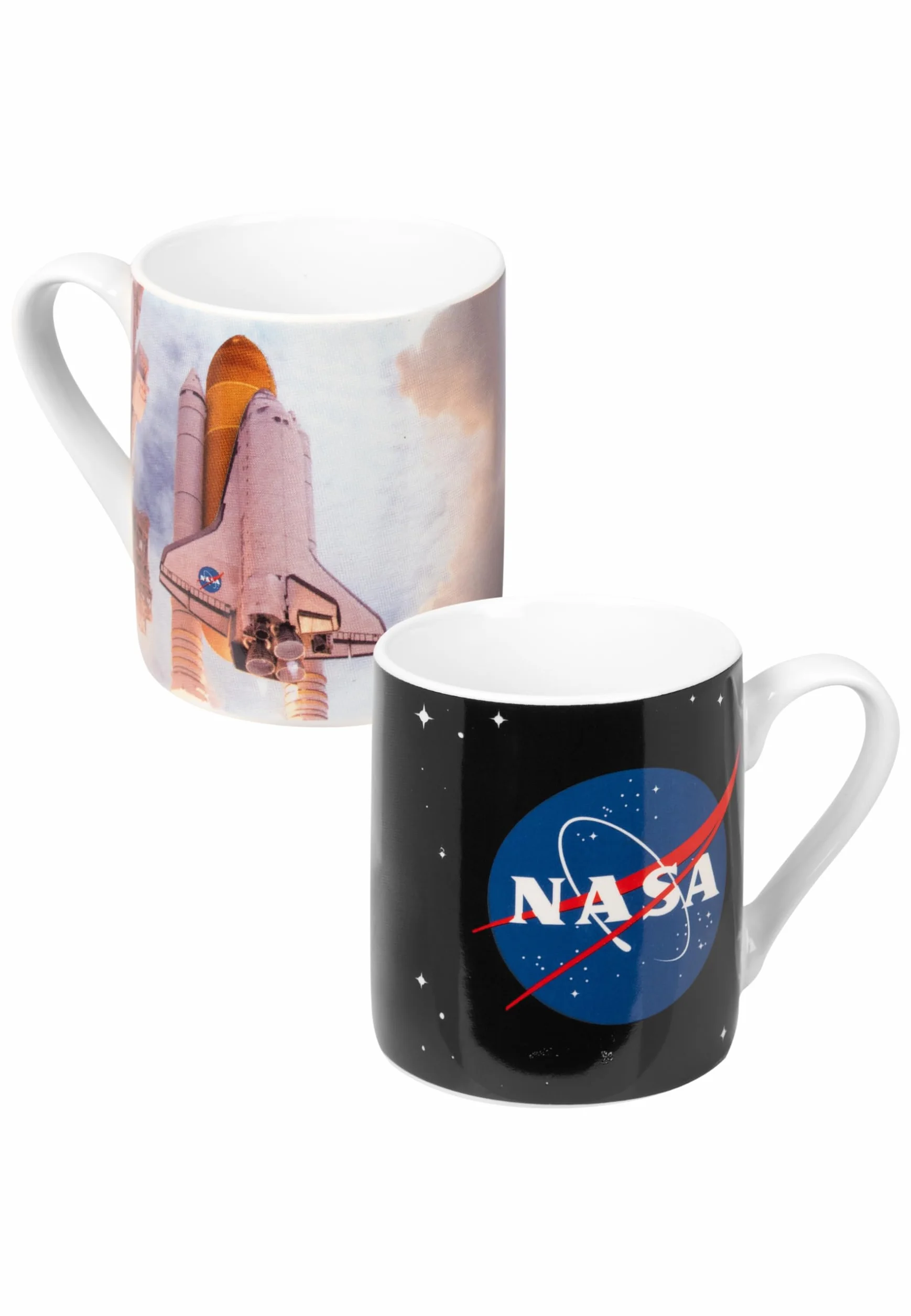 United Labels NASA 3-częściowy zestaw naczyń, czarno-niebieski, porcelanowy zestaw śniadaniowy z talerzem Ø 19 cm, filiżanka 220 ml i miska 330 ml, zestaw naczyń