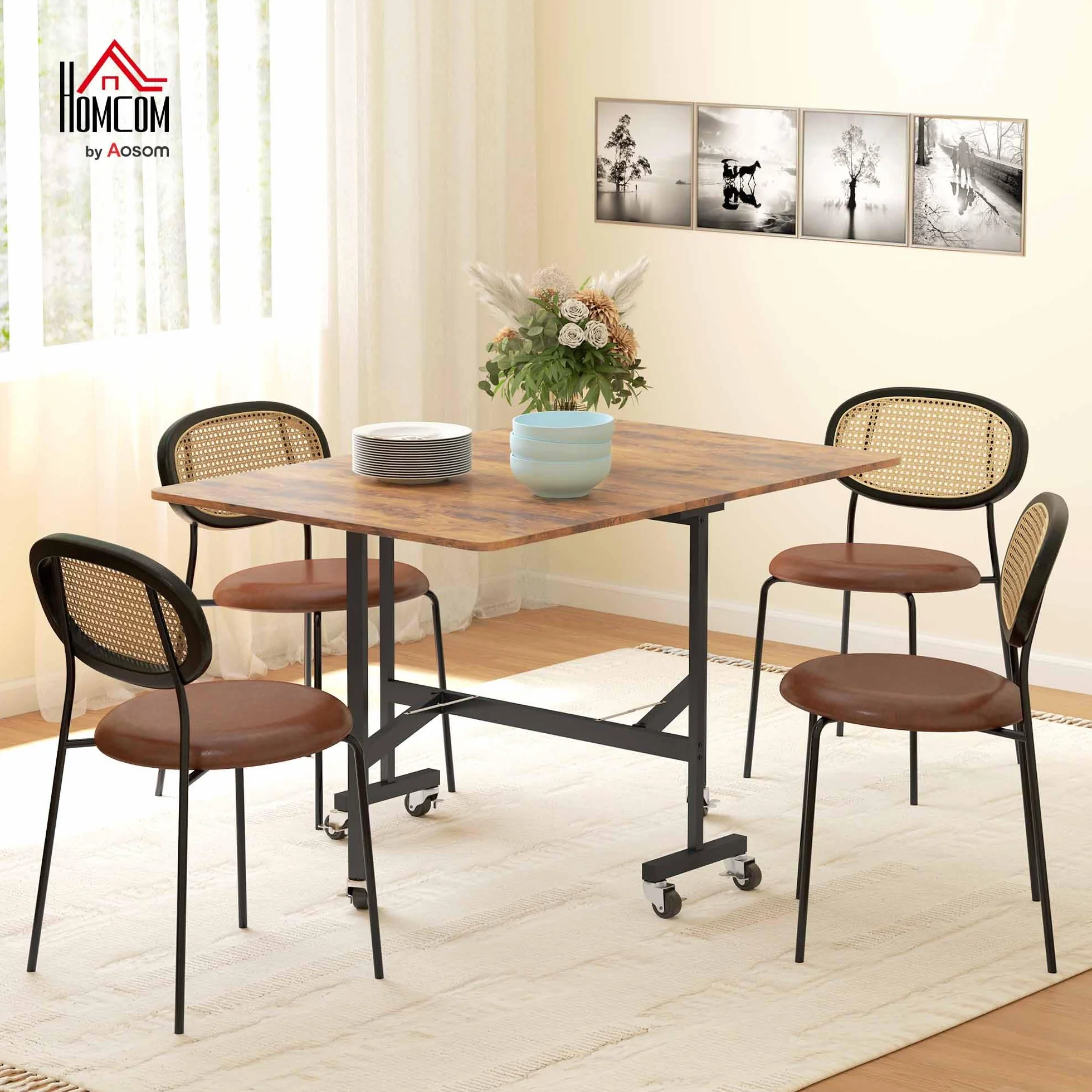HOMCOM Składany stół kuchenny 120x80x73 cm stalowe nogi 50 kg 4-6 osób