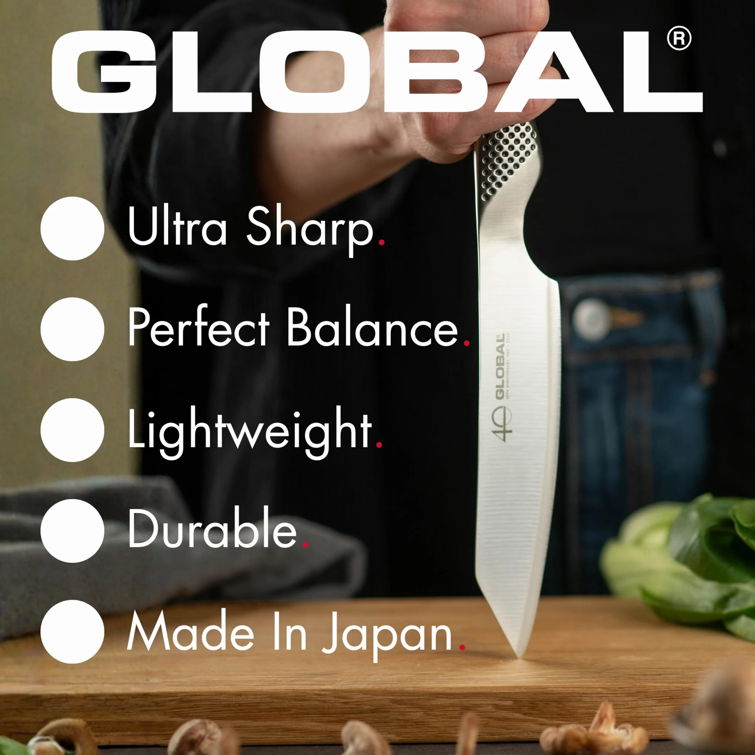 Global Noże G-1 krajalnica z ostrzem 21 cm, stal nierdzewna CROMOVA 18