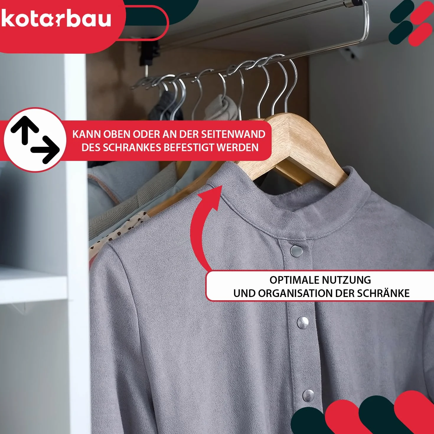KOTARBAU Zestaw wysuwanych drążków na ubrania do szafy 350 mm