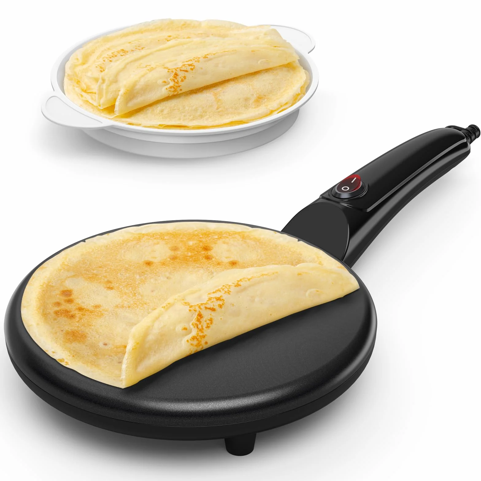 Elektryczna koparka elektryczna nieprzywierająca 800W przenośna maszyna do roti do domu, fajny dotyk z miską na żywność, łatwe czyszczenie