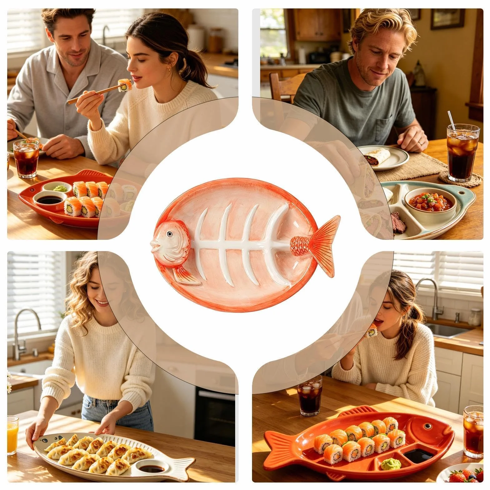 Ceramiczne naczynia do sushi, ręcznie malowana zastawa stołowa w kształcie ryby, talerze deserowe na pierogi, przekąski, przystawki, owoce, przyjęcie urodzinowe, festiwal, kolacja, do użytku domowego
