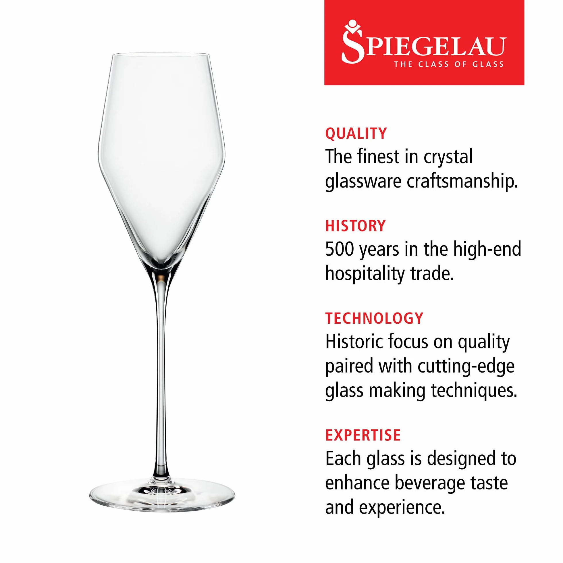 Spiegelau Definition kieliszki do szampana, elegancki zestaw upominkowy z kryształowymi kieliszkami do szampana, idealne do Prosecco, musującej róży, mocktails, akcesoria do baru domowego, parapetówka