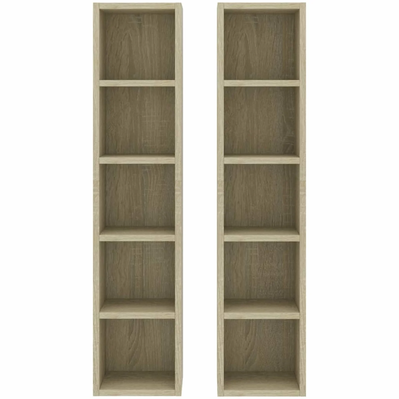 Sonoma dębowa szafka na płyty CD, 2 sztuki, 21 x 16 x 93,5 cm, drewno wielowarstwowe, regał modułowy, klasyczna szafka na płyty CD, regulowane przegródki drewniane