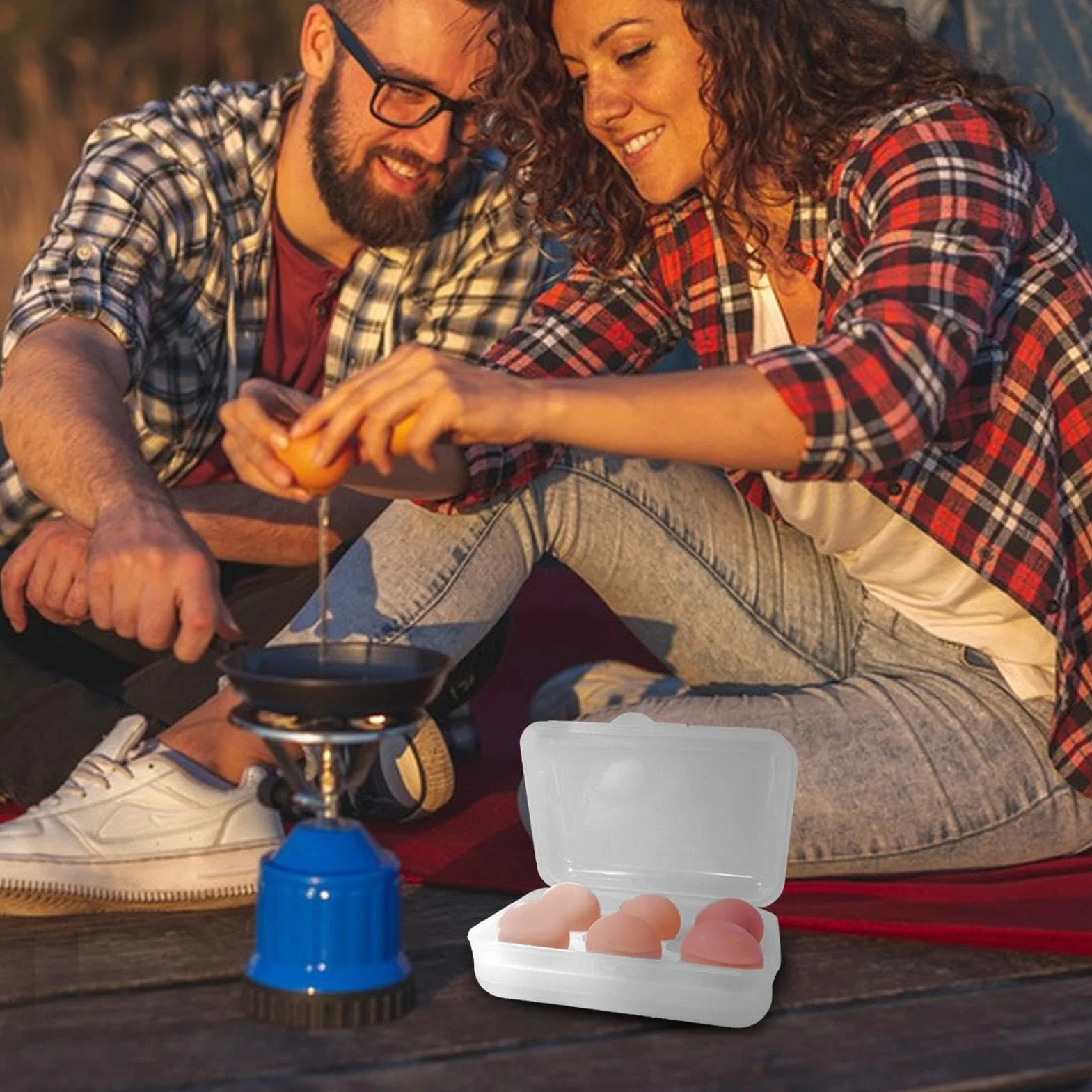 Egg Container, 6-Grid Fridge Storage Box, Shock-Absorbing Egg Holder, 7.87x5.51x2.6 inches Compact Carrier for Kitchen, Outdoor Camping, Picnic Use, Travel and Gift