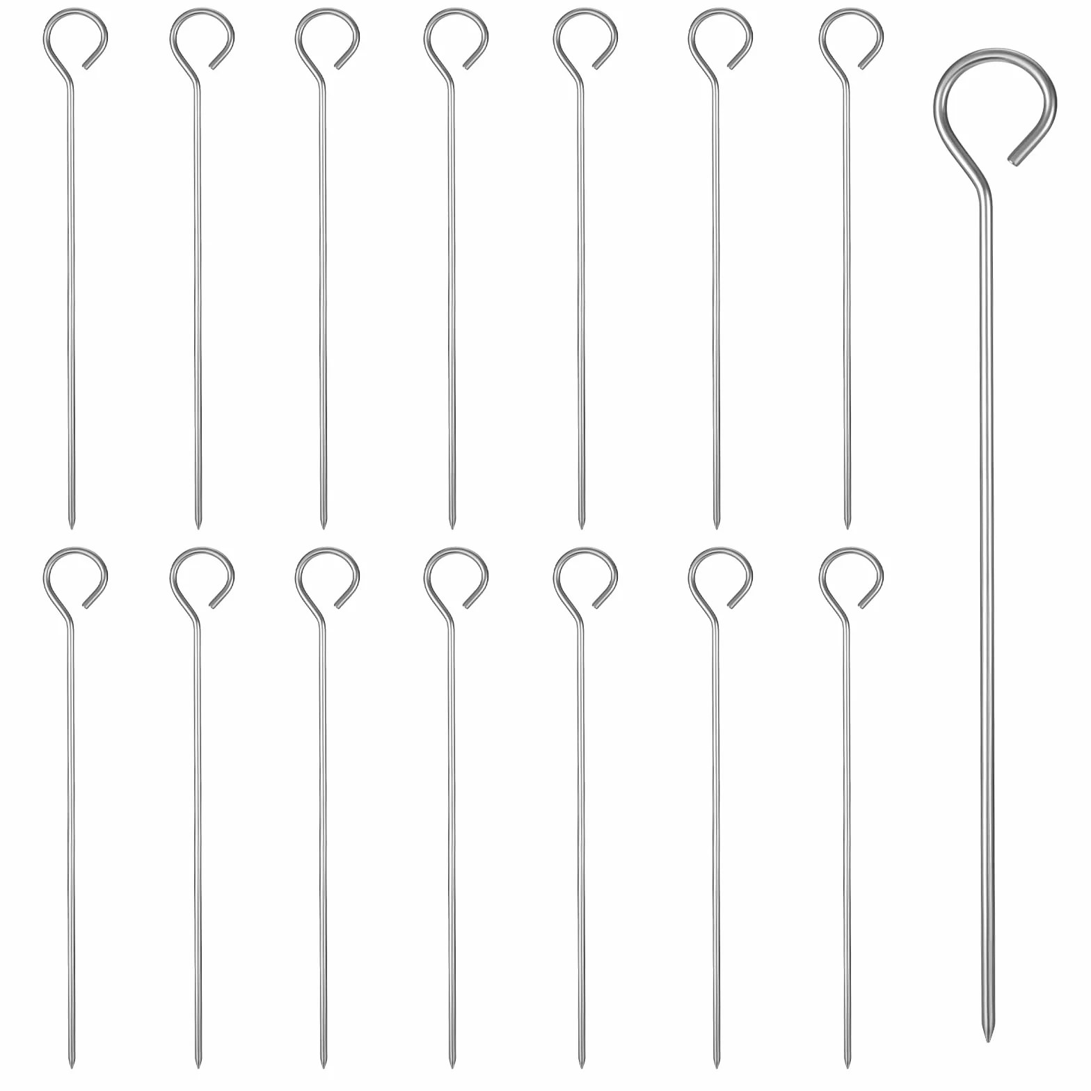 15 sztuk szaszłyków z stali nierdzewnej, 15 cm, metalowe szpikulce do grillowania, wielokrotnego użytku, smażenia kurczaka