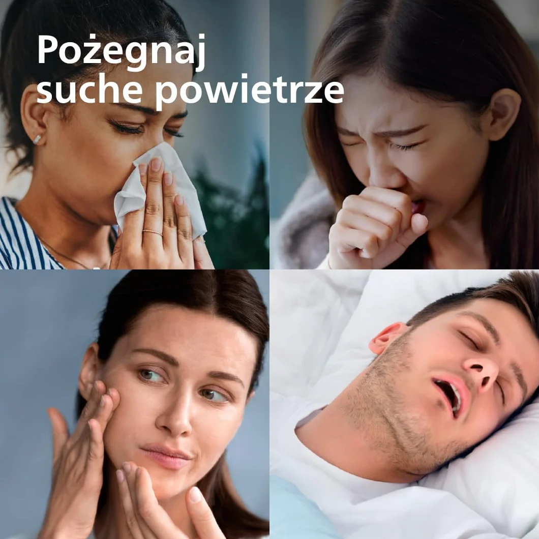 Philips Inteligentny nawilżacz, kompaktowy i mocny, z mgiełką Sky High, czas pracy do 32 godzin, aromaterapia, cichy, z ustawieniem snu i lampką nocną, do pomieszczeń o powierzchni do 38m² (HU1509/00)