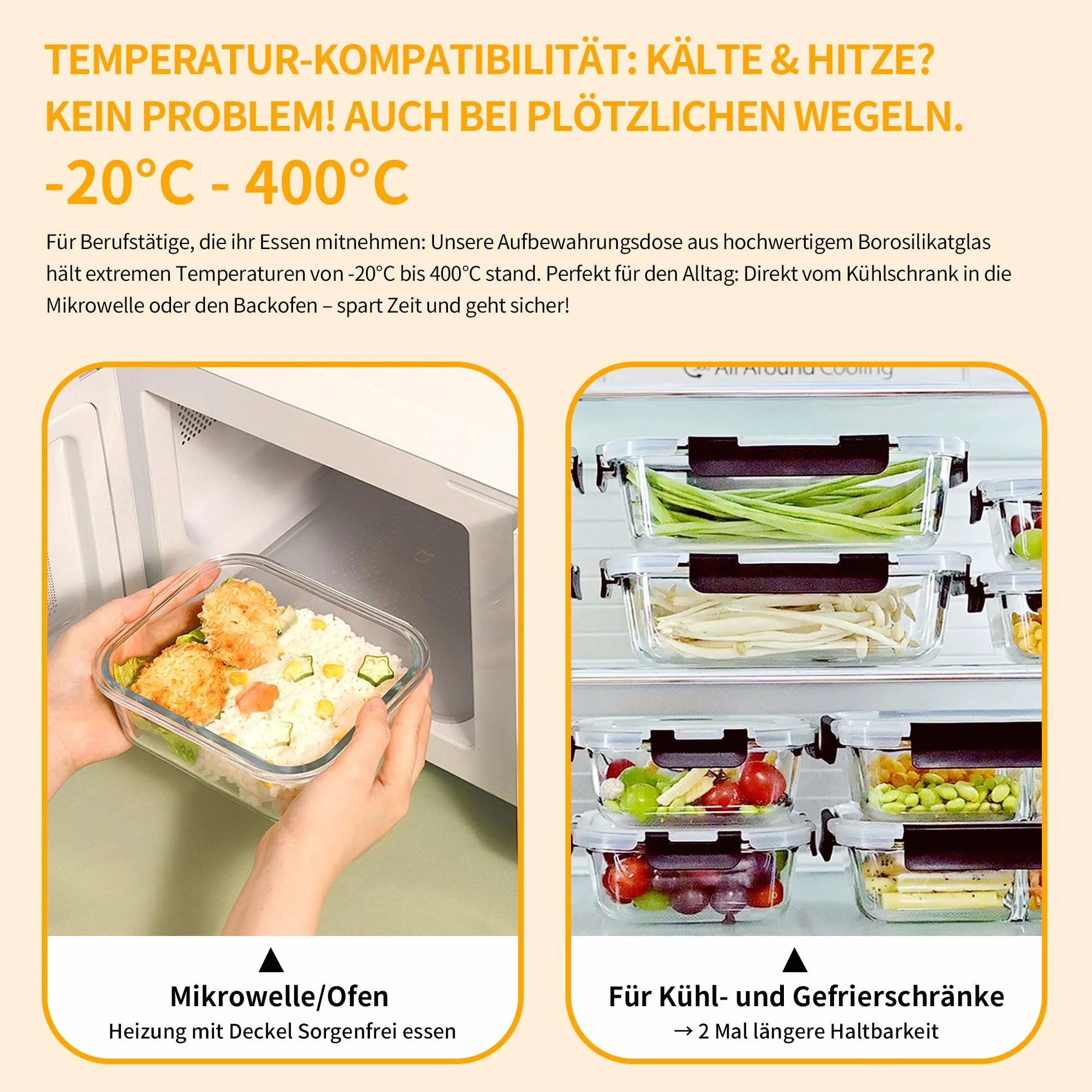 LNWSN Pojemniki na zapasy szklane z pokrywką, 6 sztuk, 1200 ml, pojemniki na żywność z pokrywką o dużej pojemności, wysoce przezroczyste pudełko na jedzenie dla gospodyń domowych do przechowywania