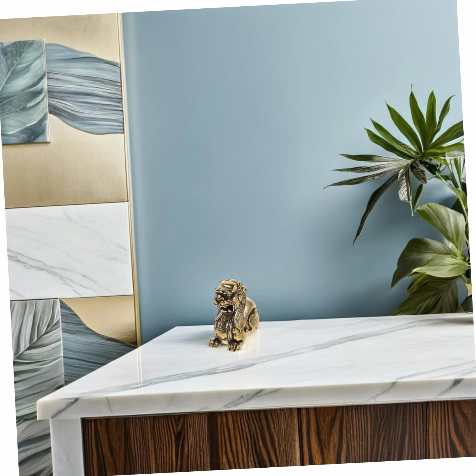 Generic Mosiężne ozdoby Pixiu Feng Shui dekoracja biurka bogactwo dobrobyt figurka zwierzątko na stół biurowy w domu ozdoby dla zwierząt
