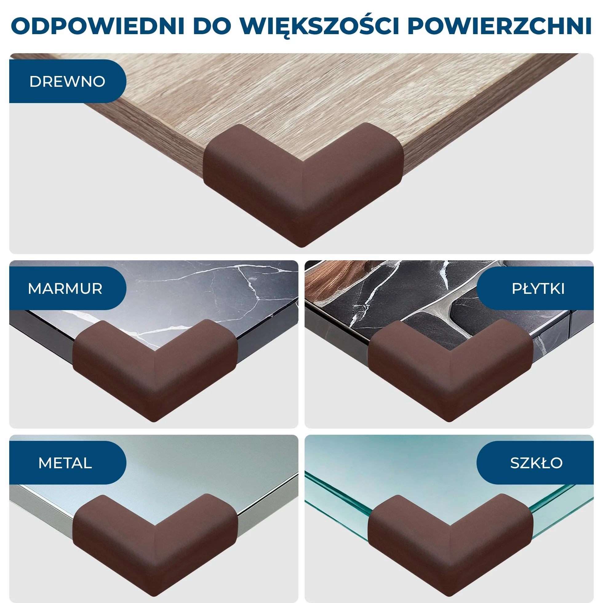 Hoffenbach 12x Ochrona Narożników dla Dzieci – Zabezpieczenie dla Niemowląt i Dzieci – Samoprzylepna Ochrona Krawędzi Stołu i Mebli, Miękkie Narożniki dla Bezpieczeństwa w Domu – Brązowy