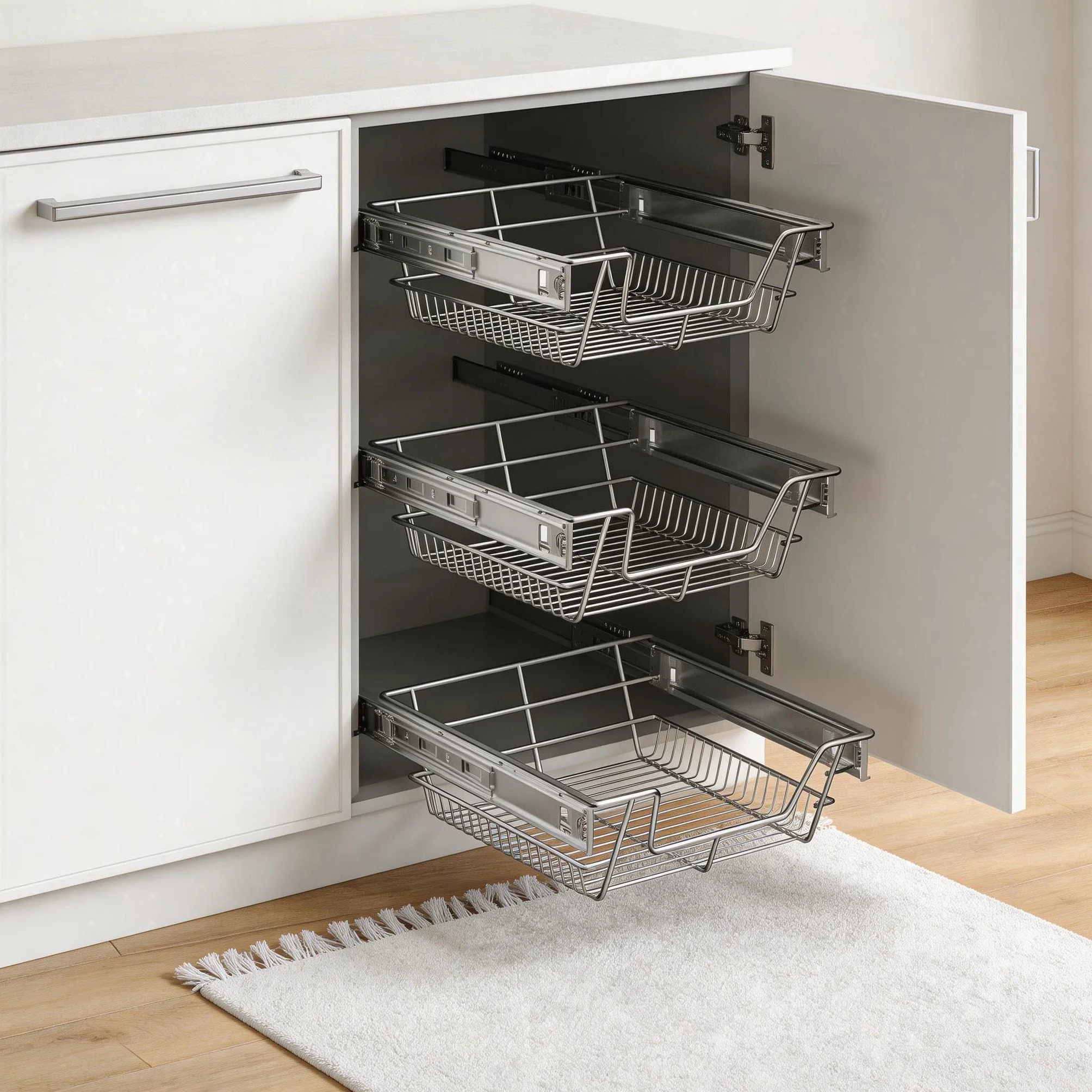 2-częściowa szafka kuchenna, teleskopowa szuflada apteczna, do sypialni, wysuwana półka, wysuwana półka, organizer do szafek 60 cm
