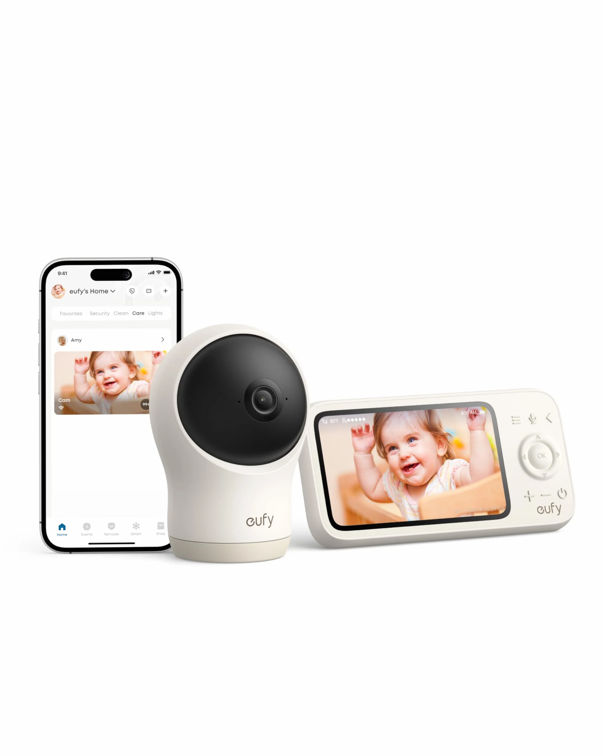 eufy C10 niania elektroniczna niania z kamerą 2K HD, wyświetlacz 4,5", funkcja obracania/przechylania, 4 x zoom, noktowizor, hybrydowa sieć WLAN/offline, akumulator 12-godzinny, alarm ruchu, dźwięk i